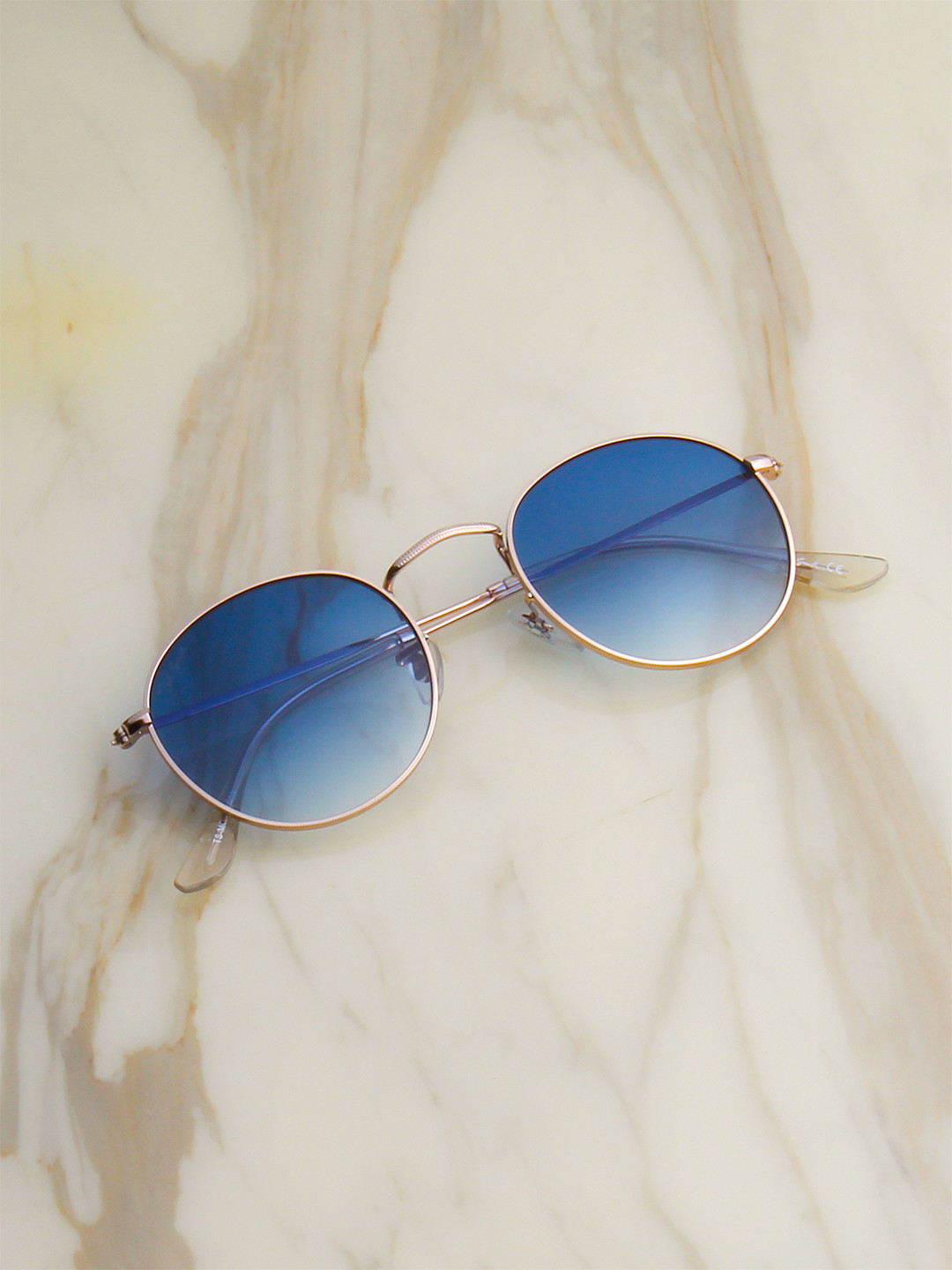 Ted Smith Unisex Round Sunglasses with UV Protected Lens TSS-MOON_C15-Blue