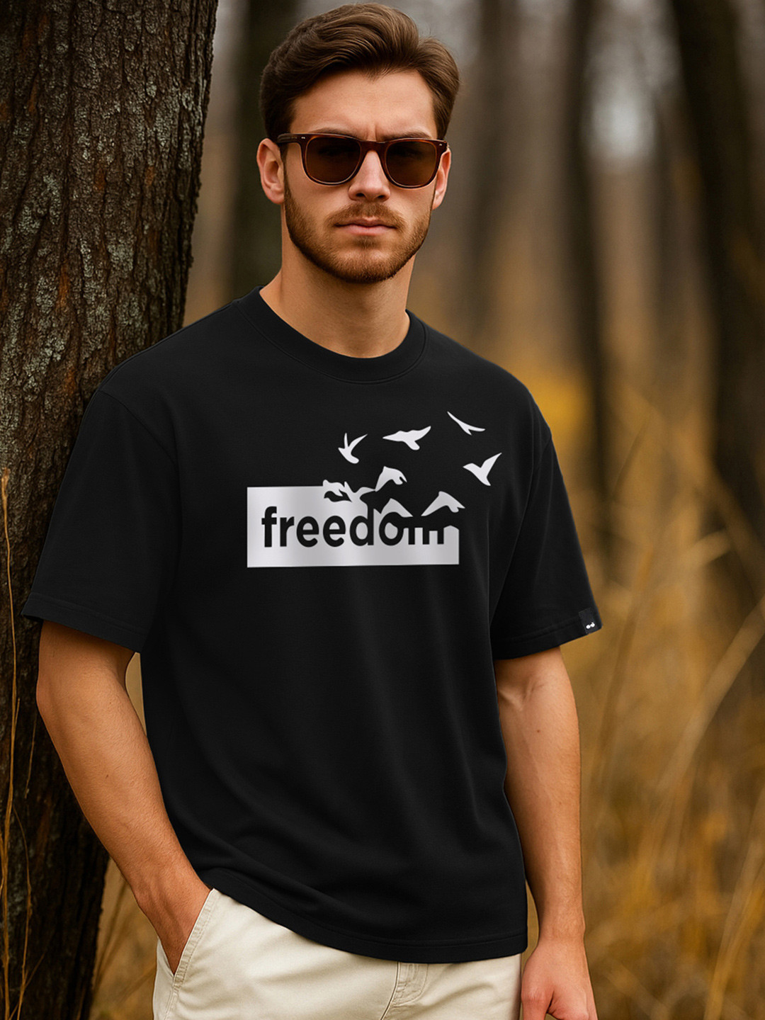 Bewakoof Freedom Typography Printed Pure Cotton Oversized T-shirt