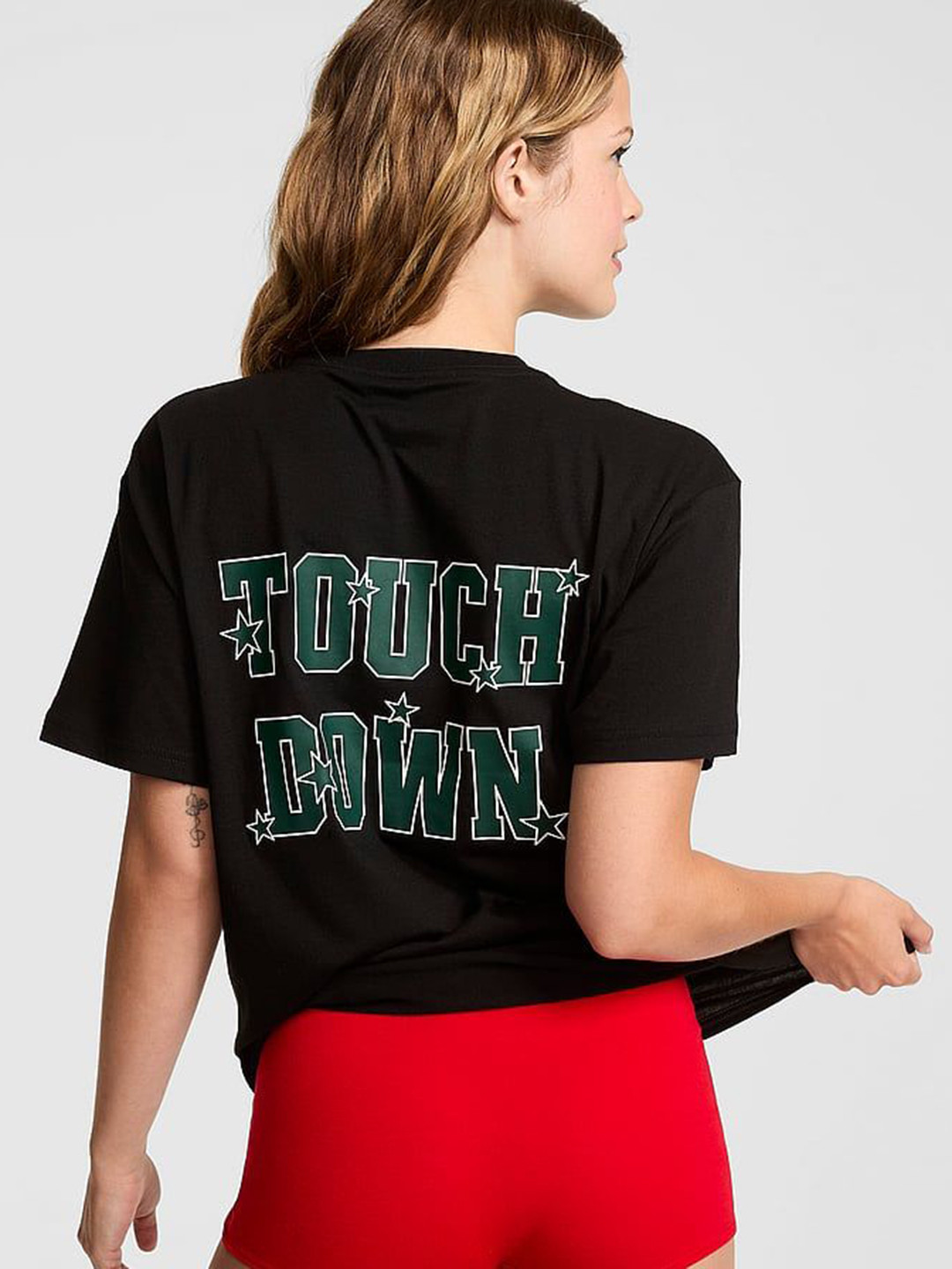 Victoria's Secret Women Printed Drop-Shoulder Sleeves Pure Cotton T-shirt