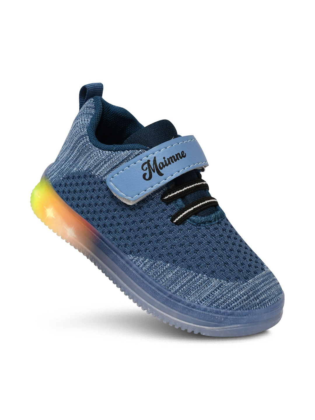 MAIMNE Unisex Kids Navy Blue Textured Leather Sneakers