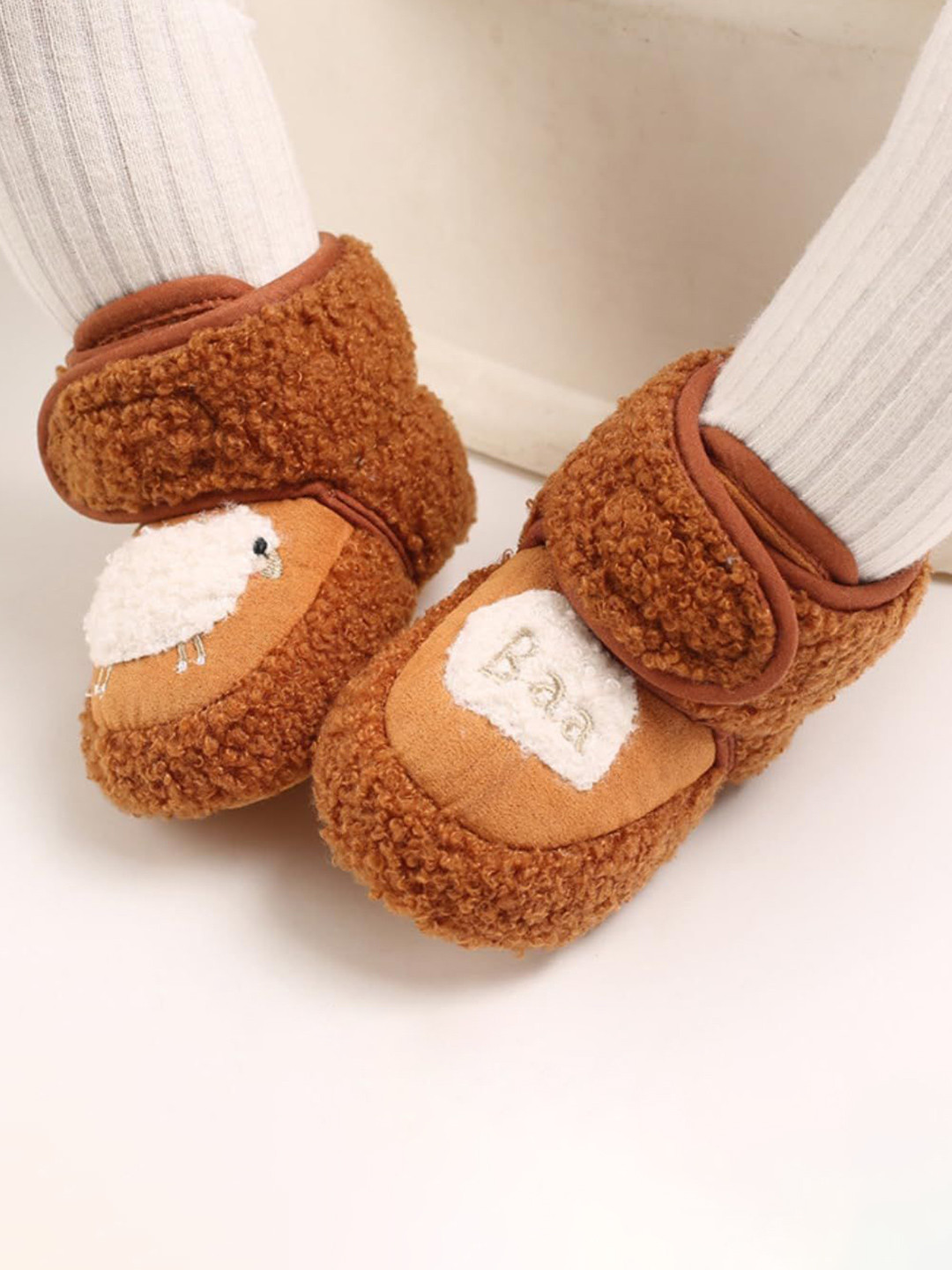 NESKA MODA Kids Cotton High Ankle Velcro Booties