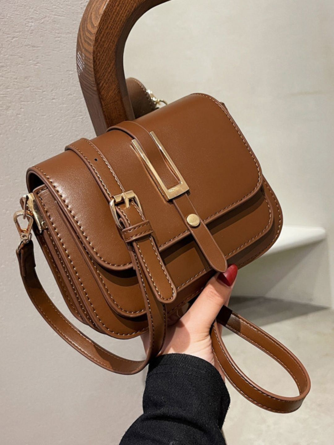 KPOP Synthetic Leather Swagger Shoulder Bag