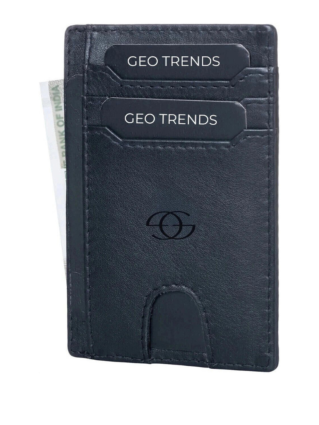 GEO TRENDS Unisex Solid Leather Card Holder