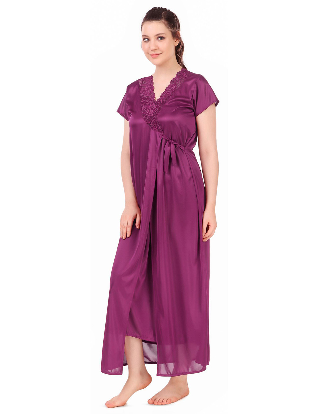 DIVINE PARIDHAAN Women 6 Piece Satin Nightdress