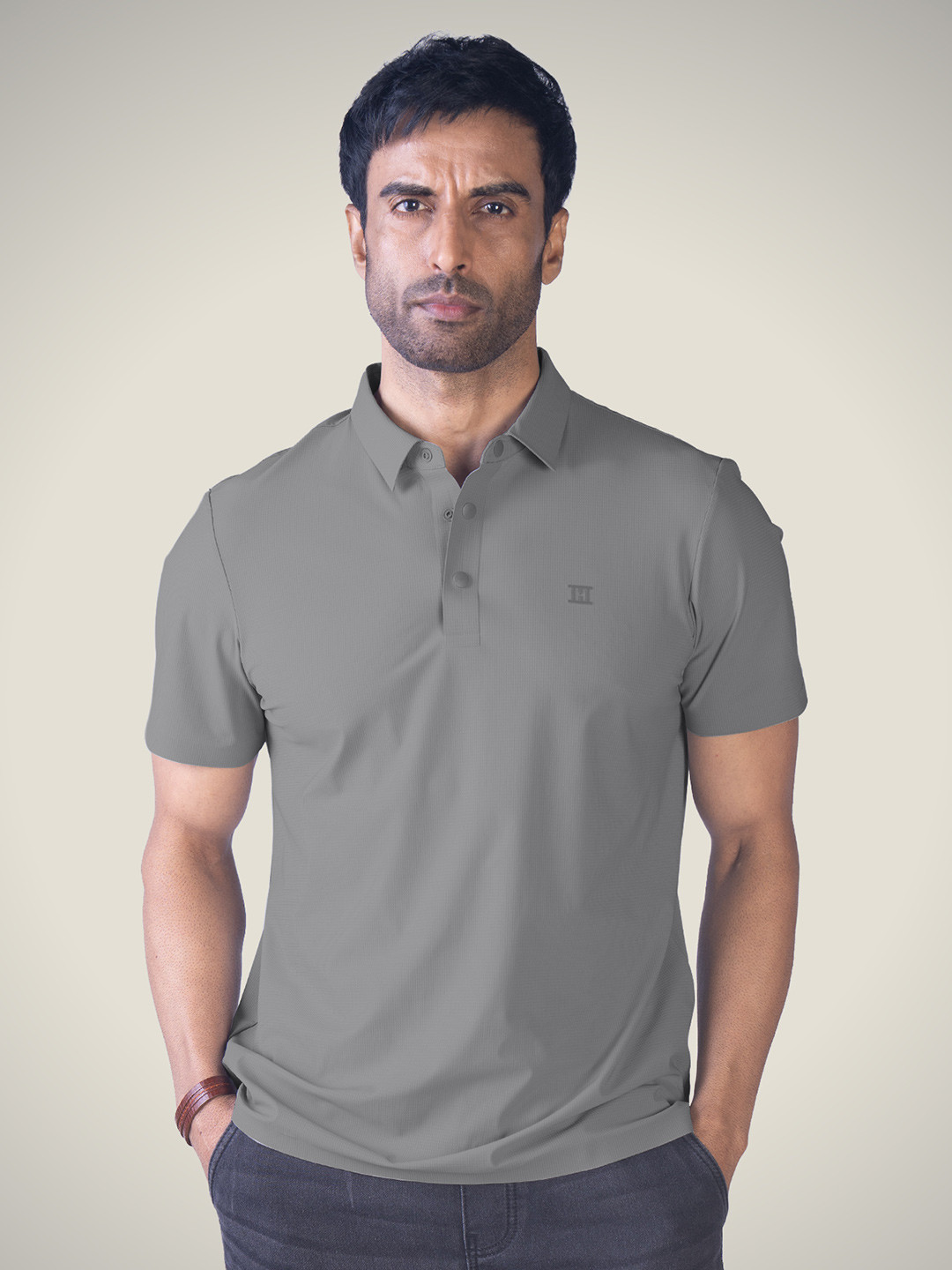 Hektor Snap Button Big Checks Bonded Wrinkle Resistant & Moisture Wicking Polo Tshirt