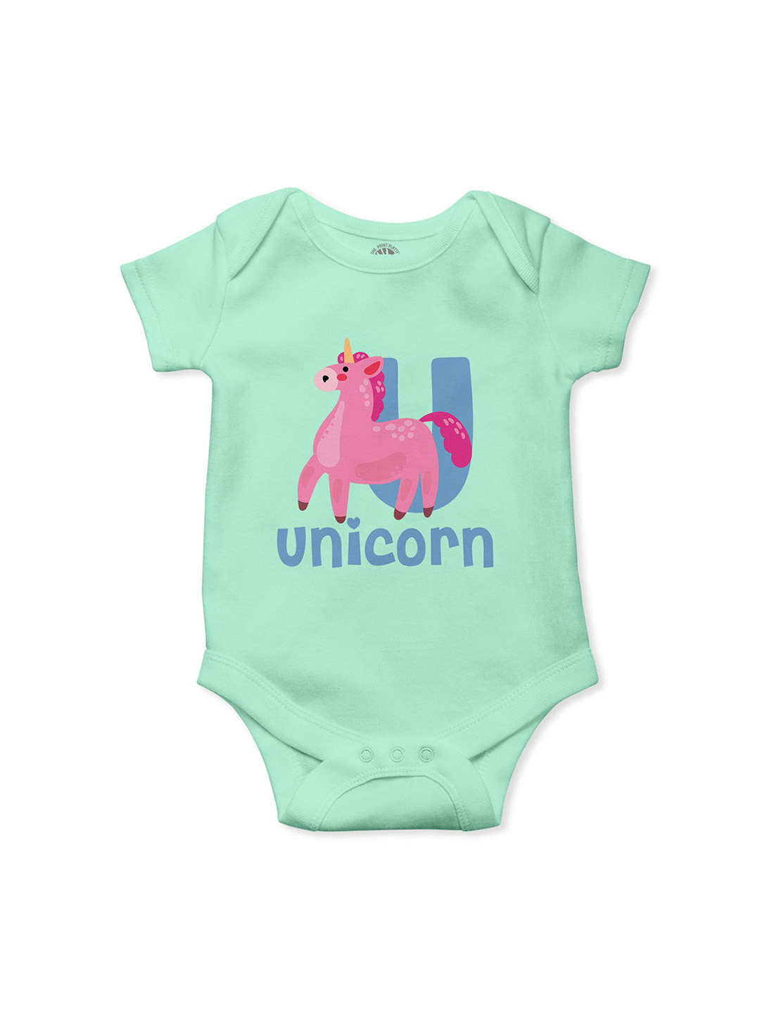 THE PRINT PLATTER Infants Unicorn Printed Envelope Neck Ultra Bio Wash Cotton Bodysuit