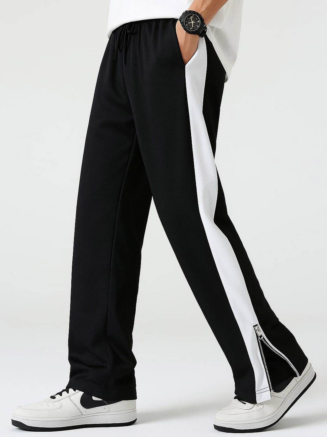 CHROME & CORAL Men Colorblocked Straight Fit Track Pants