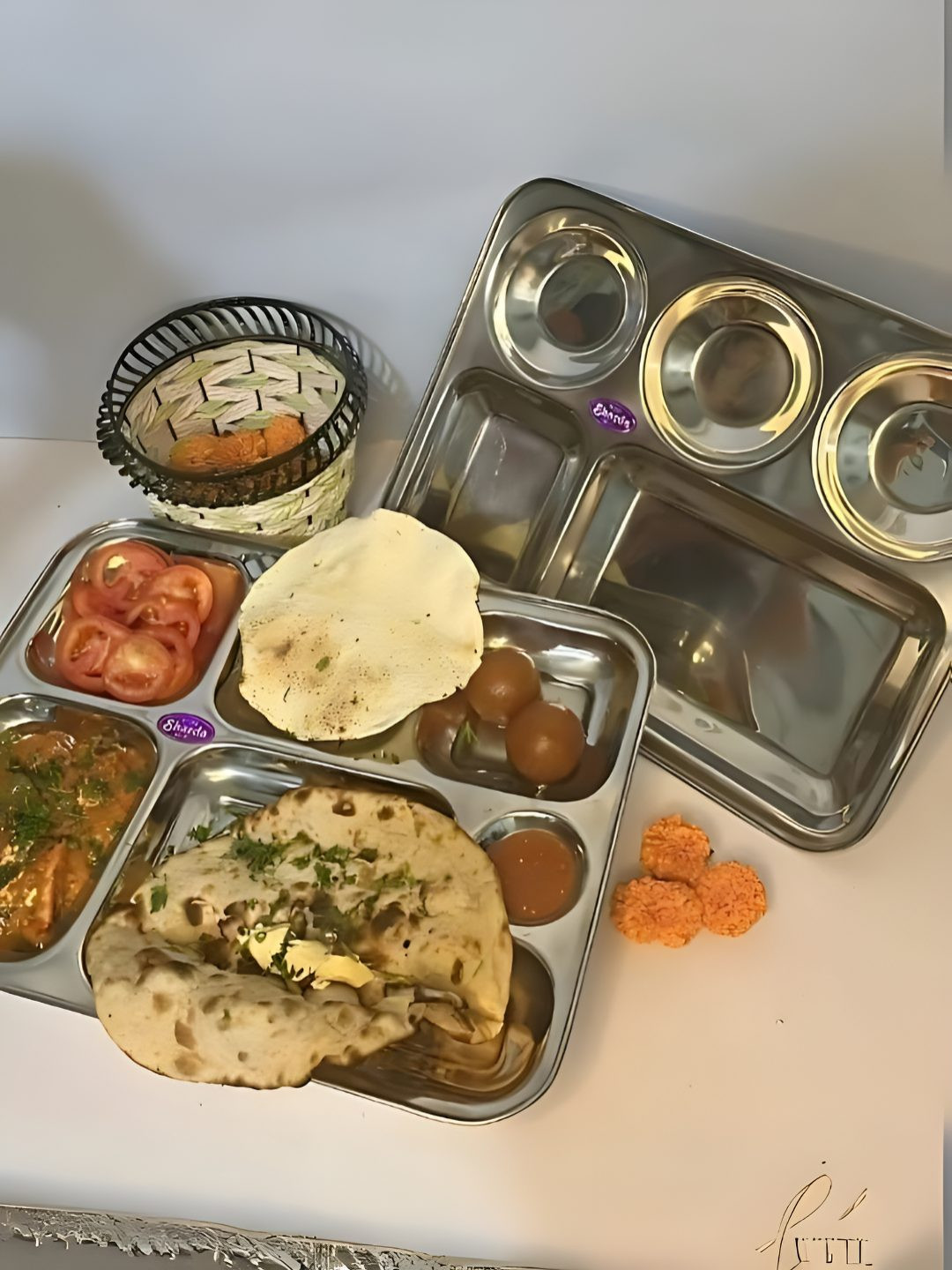 Sharda Metals Silver-Toned 4 Pieces Stainless Steel Dishwasher Safe Plates