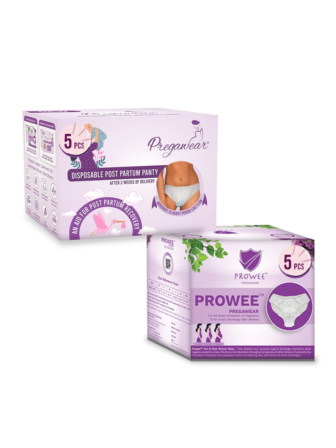 Pregawear Pack Of 2 Maternity Leak-Proof Padded Briefs - 5 Each