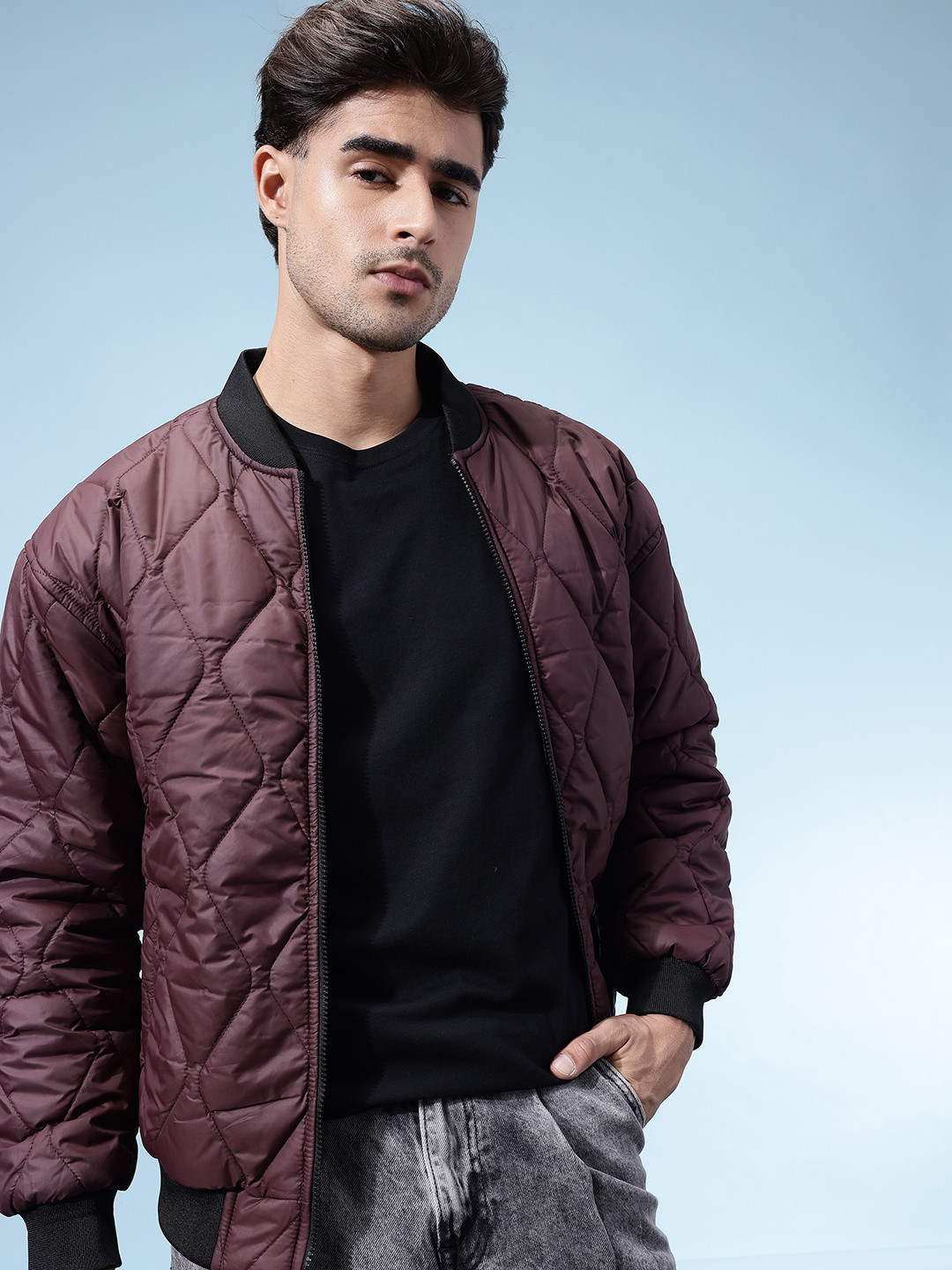 glitchez Quilted Bomber Style Jacket