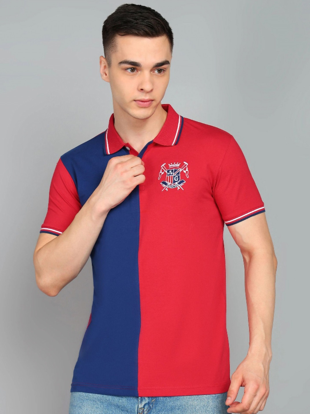 Gaucha Men Colourblocked Polo Collar Cotton T-shirt