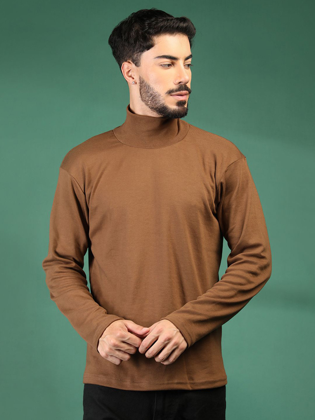 The Roadster Lifestyle Co Cotton High Neck Full Sleeve T-shirt