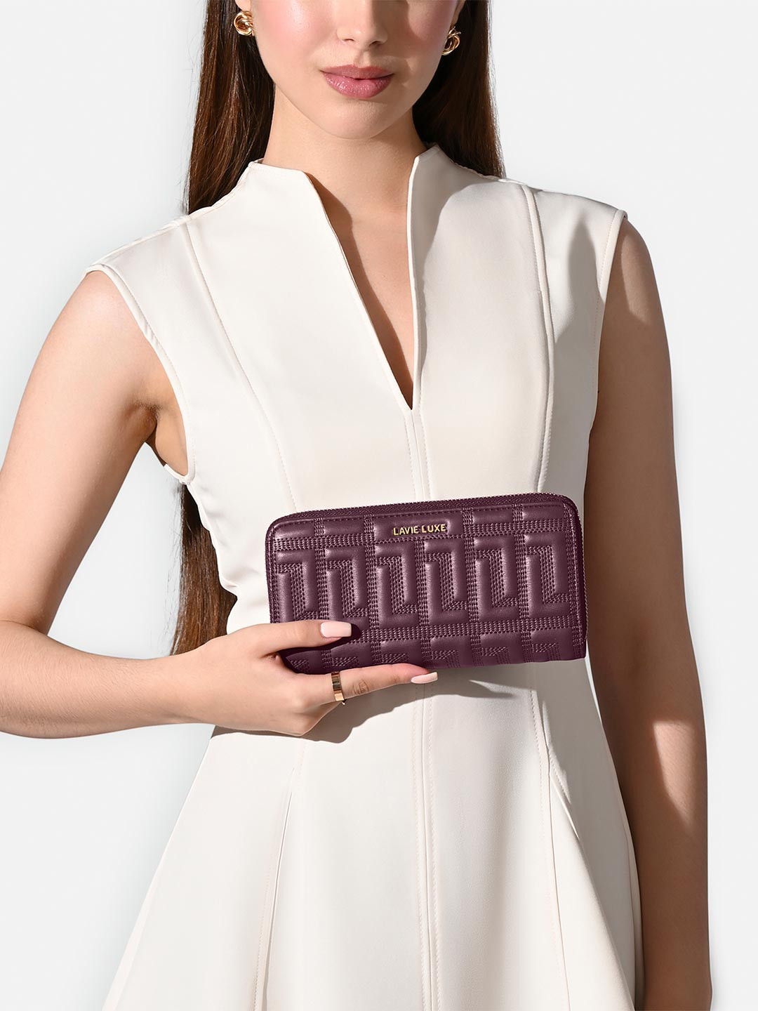 LAVIE LUXE Women Textured Long Zip Around Wallet