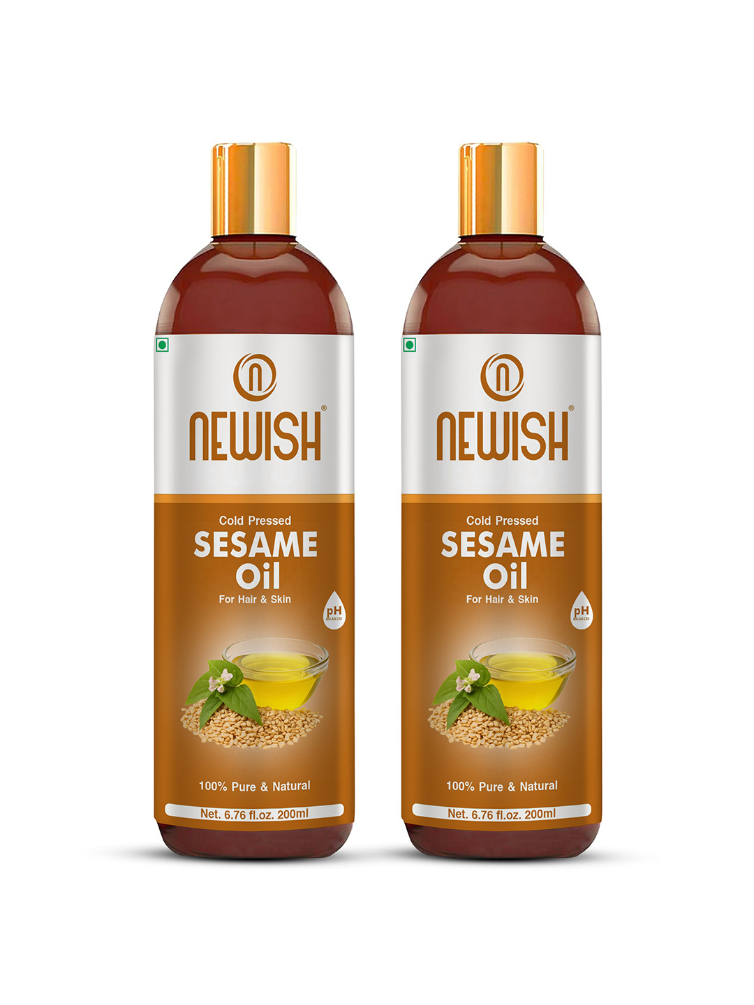 NEWISH Set Of 2 Cold Pressed Sesame Oil For Hair & Skin 200 ml each