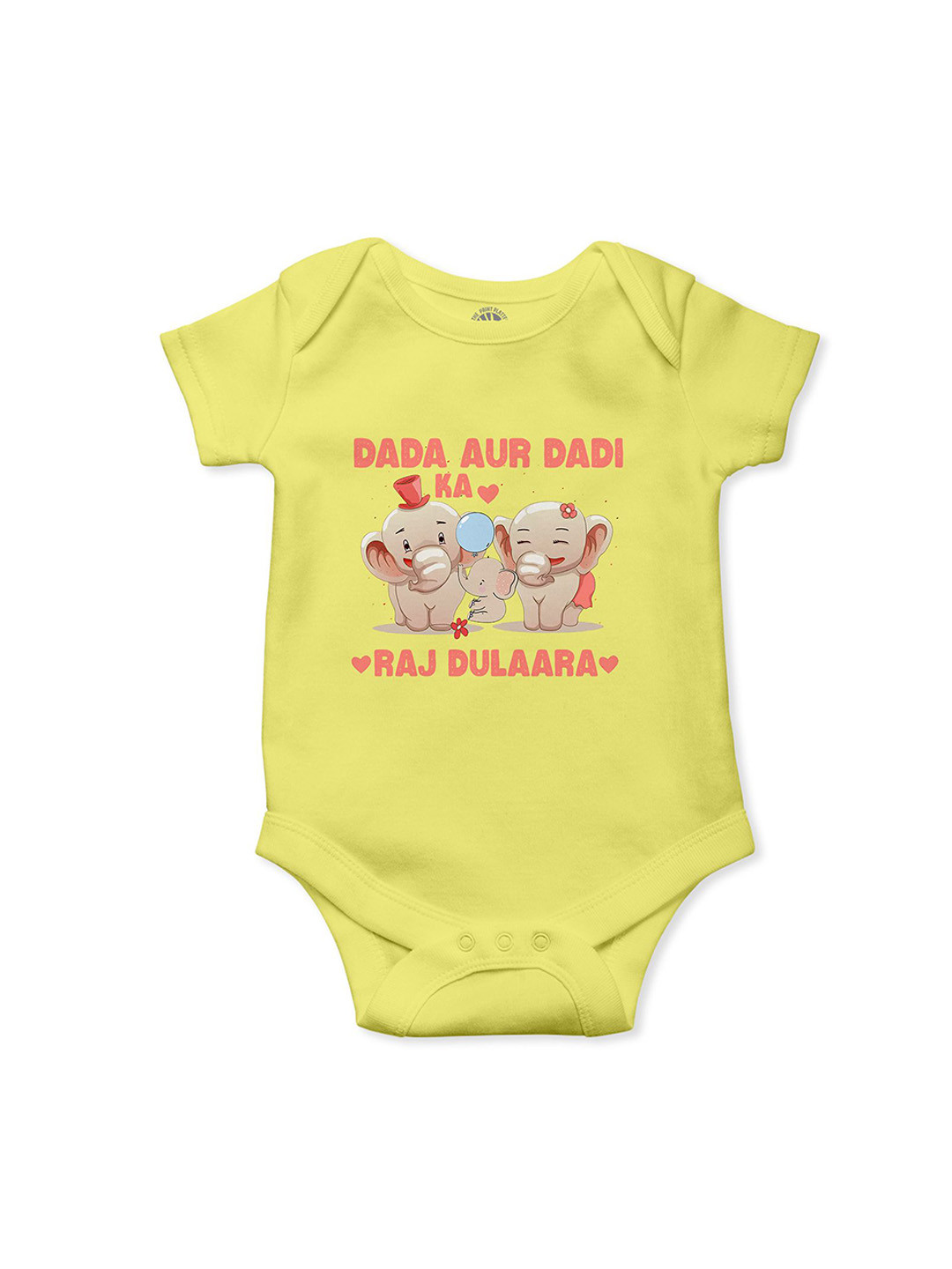 THE PRINT PLATTER Kids Dadu Dadi Raj Dulara Printed Bio Wash Envelope Neck Cotton Bodysuit