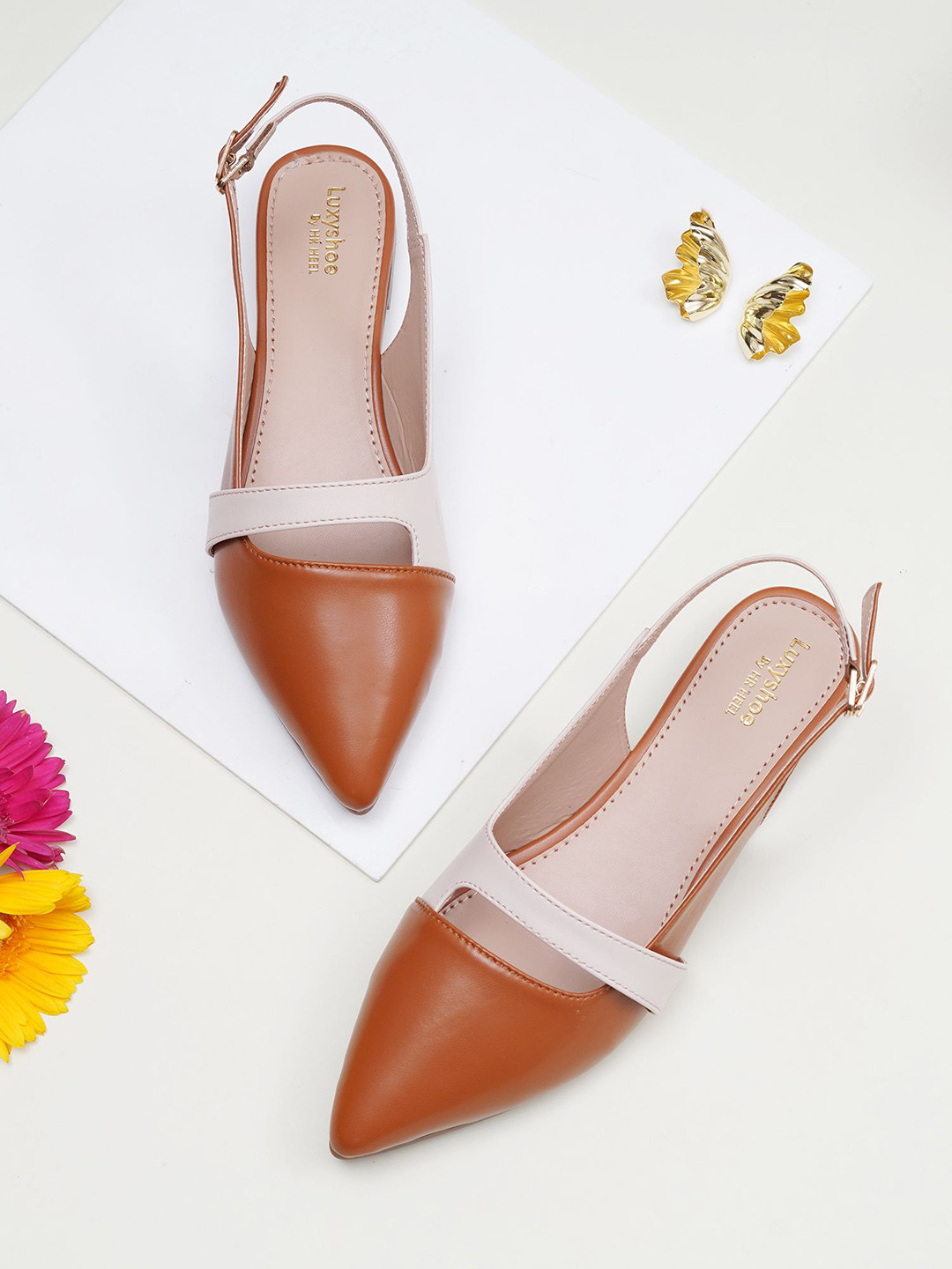 LUXY SHOE Women Backstrap Pointed Toe Slingback Flats