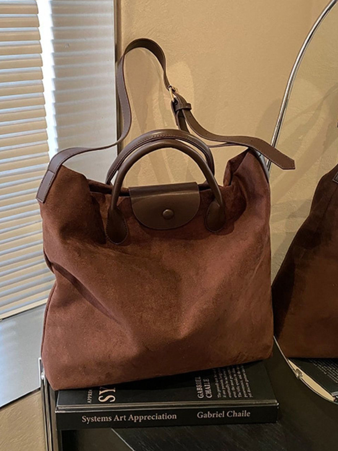 KPOP PU Structured Brown Handheld Bag