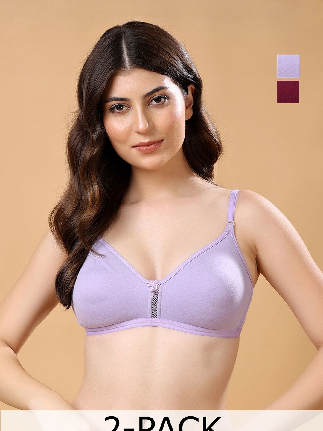Cotton Opera By Floret Pack Of 2 Non Padded Non-Wired Cotton Seamless T-Shirt Bra