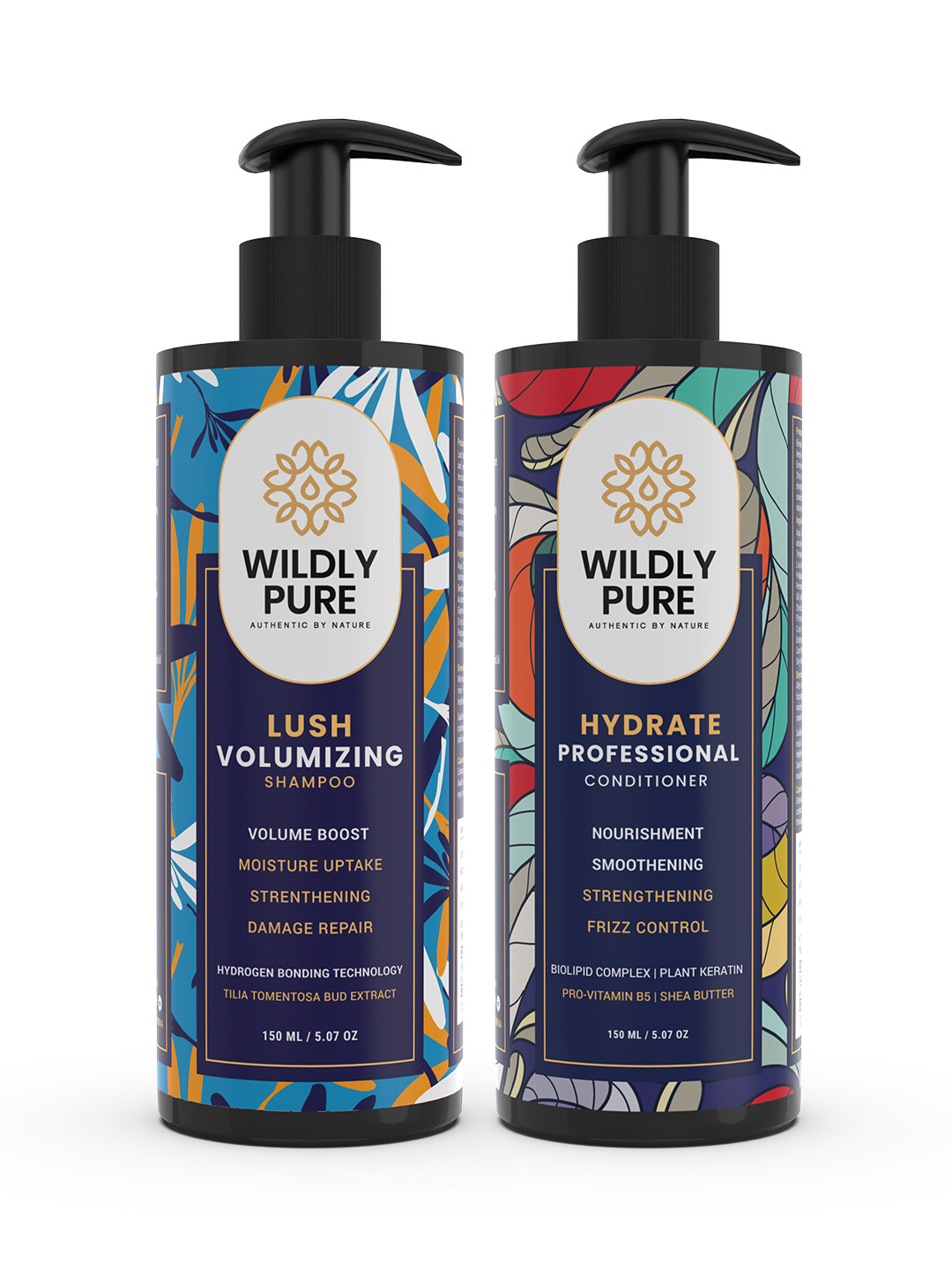 Wildly Pure Lush Volumizing Shampoo & Hydrate Professional Conditioner Combo - 150 ml each