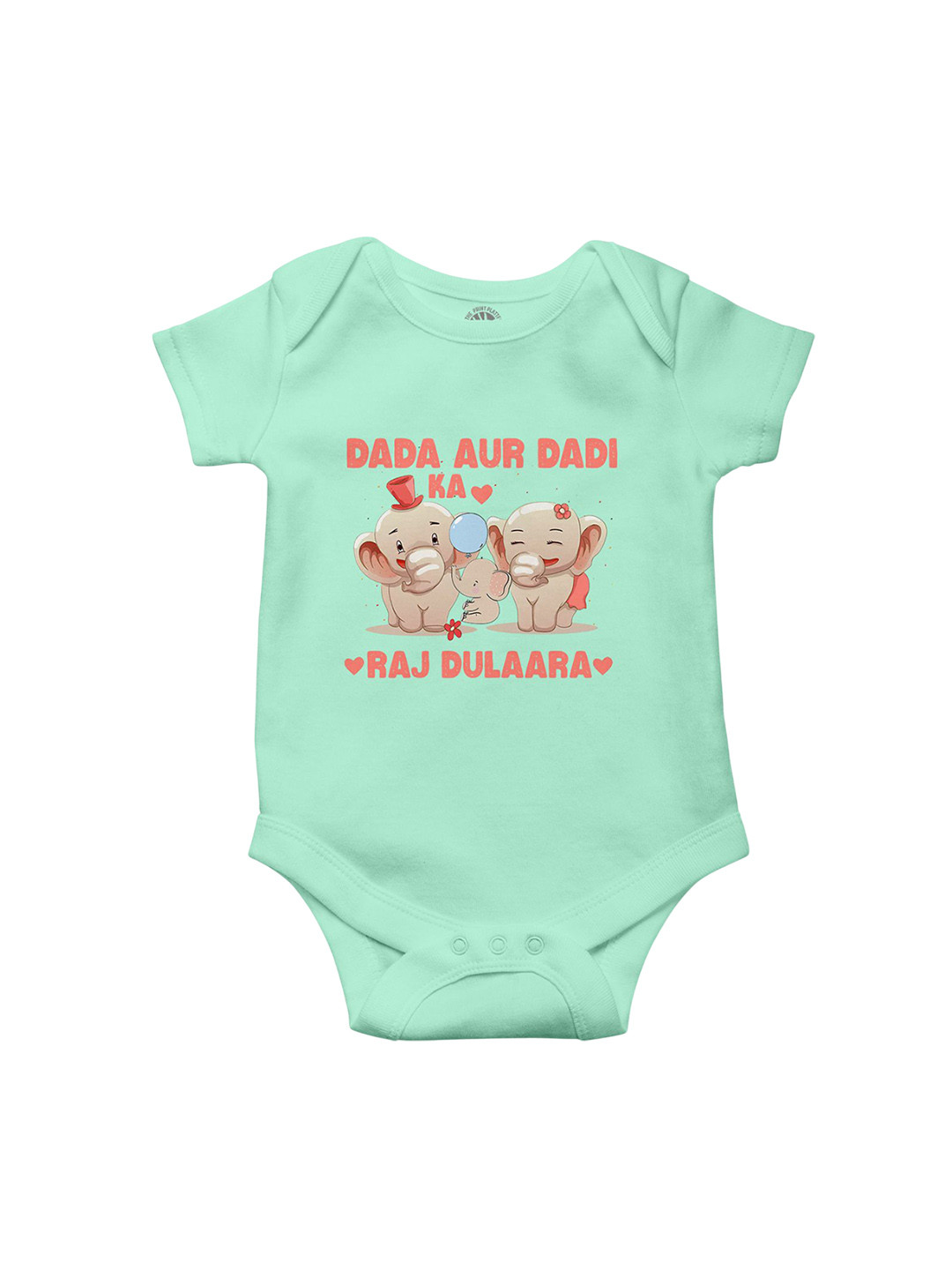 THE PRINT PLATTER Kids Infants Dadu Raj Dulara Printed Envelope Neck Bio Wash Bodysuit