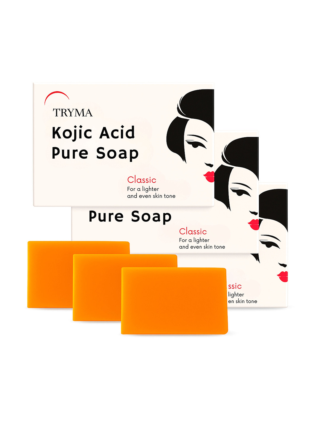 TRYMA Set Of 3 Kojic Acid Pure Soap For Dark Spots & Pigmentation - 33.3 g Each