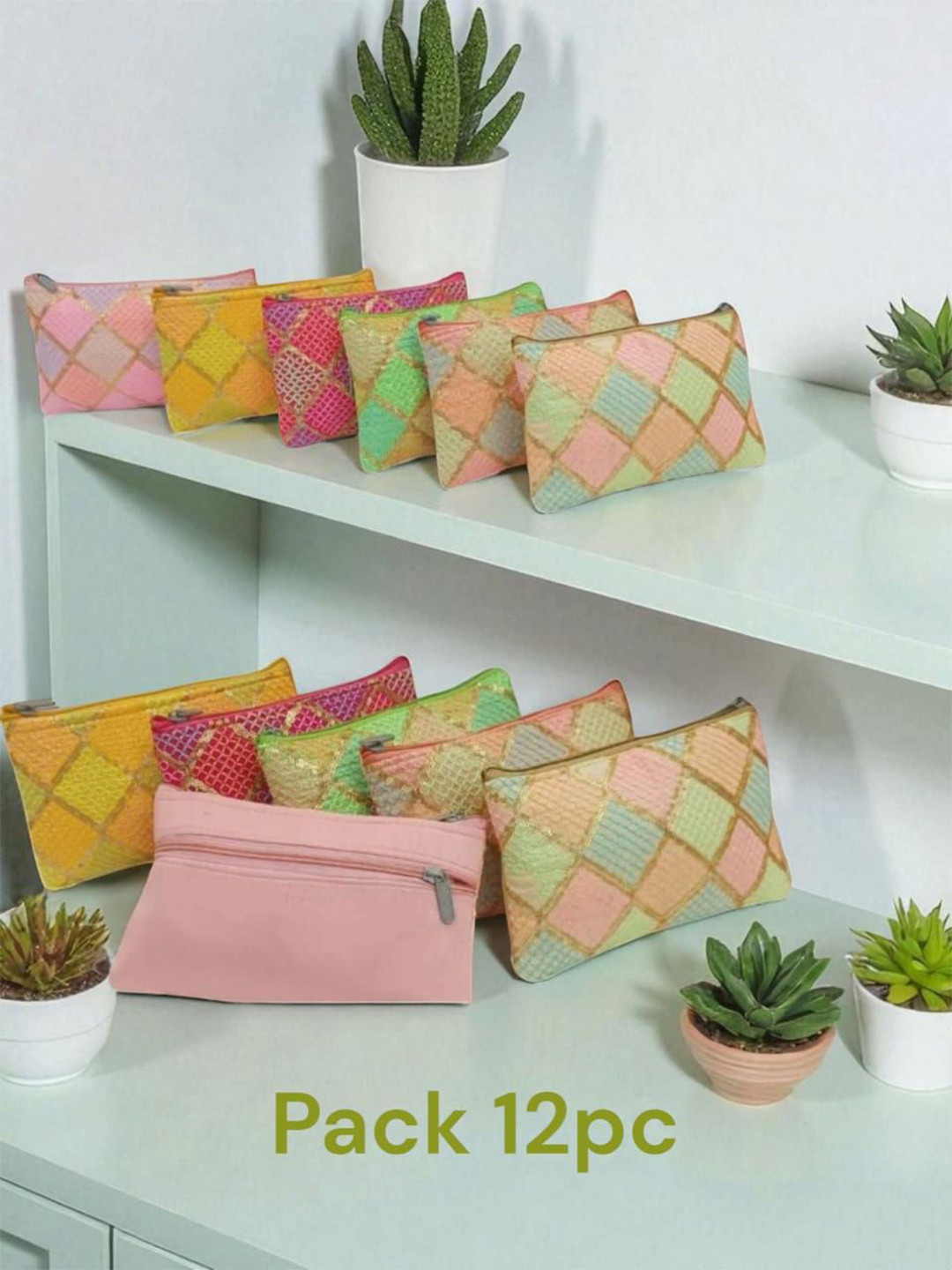 KUJRA Set Of 12 Printed Purse Clutches