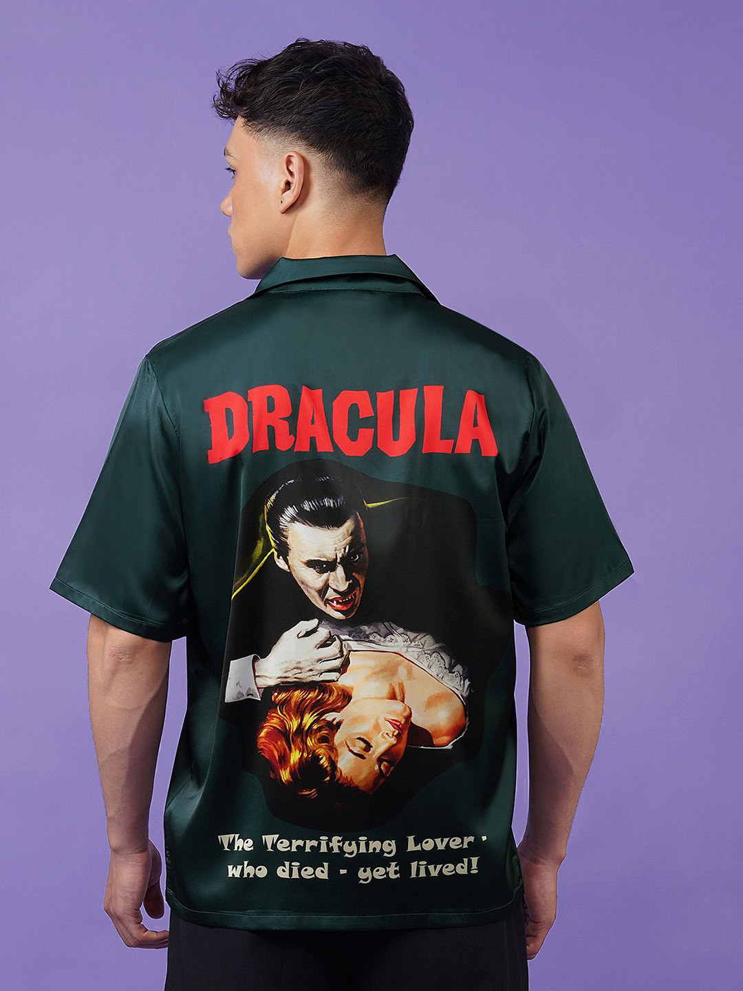 CLUBHAVANA Men Comfort Fit Graphic Printed Crimson Legacy Cuban Collar Satin Casual Shirt