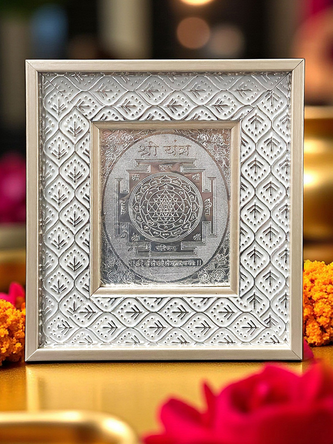 Art Street Silver-Plated & White Devi Laxmi Yantra Table Photo Frame