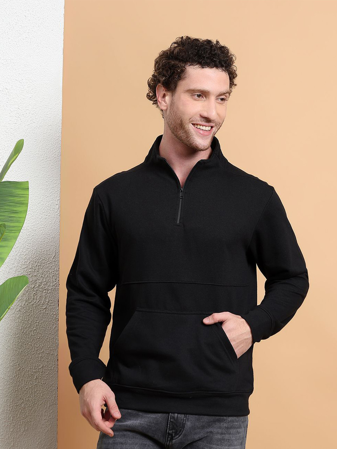 ARMENOR Men Half Zipper Sweatshirt