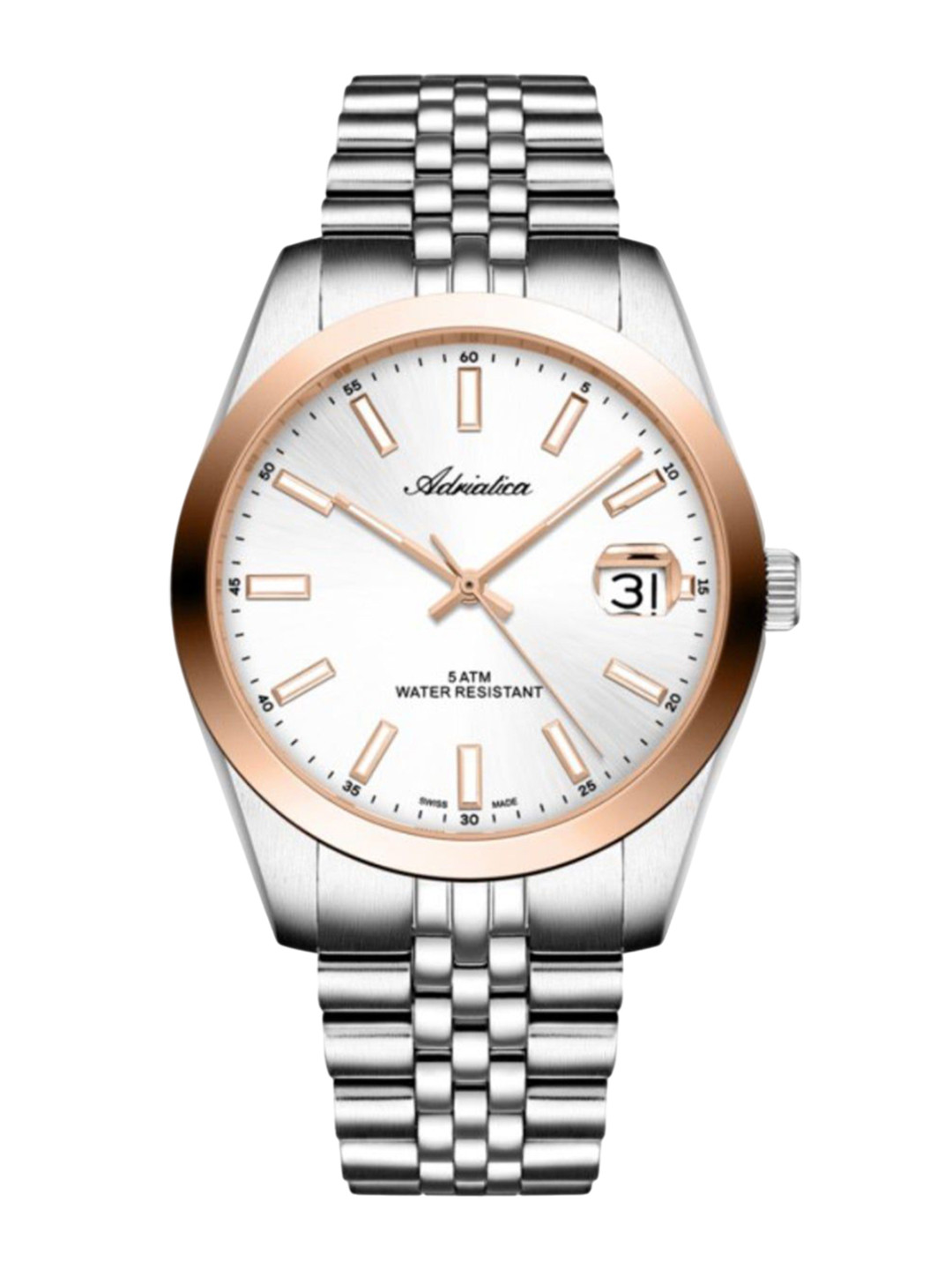 Adriatica Men Round Dial & Stainless Steel Bracelet Style Straps AnalogueWatch A1299.R113Q