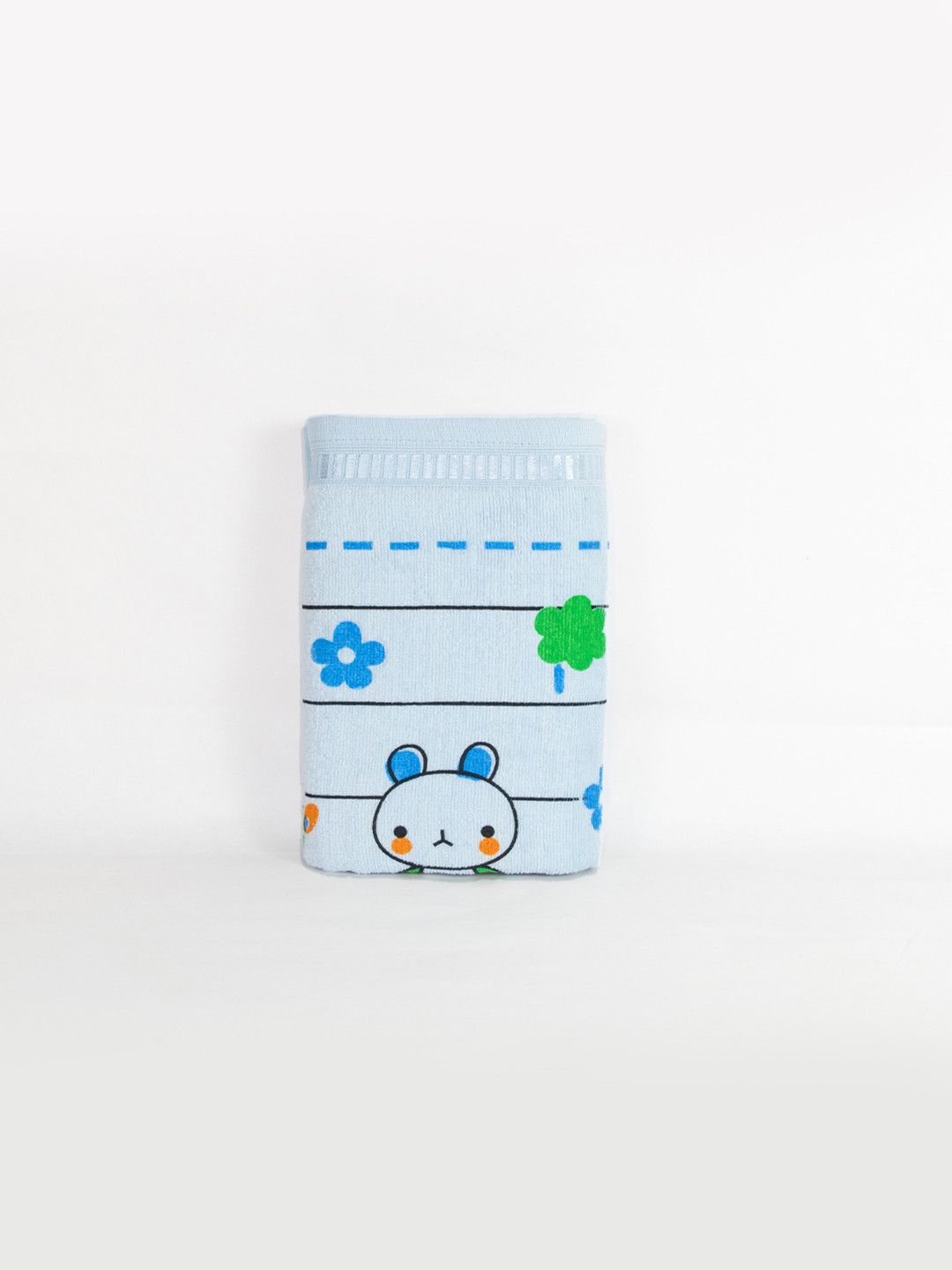 RANGOLI Kids Light Blue GSM 380 Printed Cotton Bath Towels