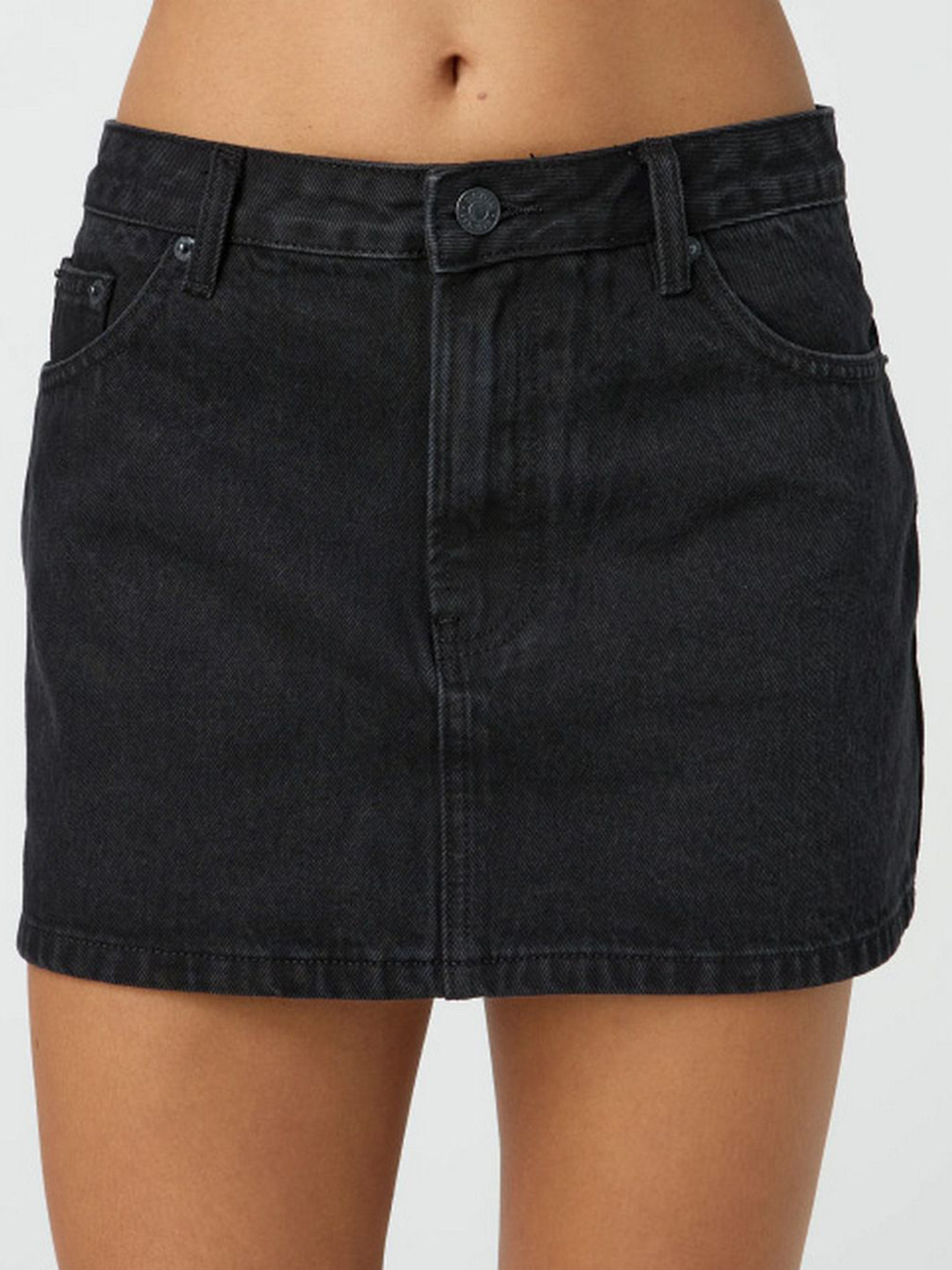 HERE&NOW Women Light Wash Denim A-Line Mini Skirt With Pockets