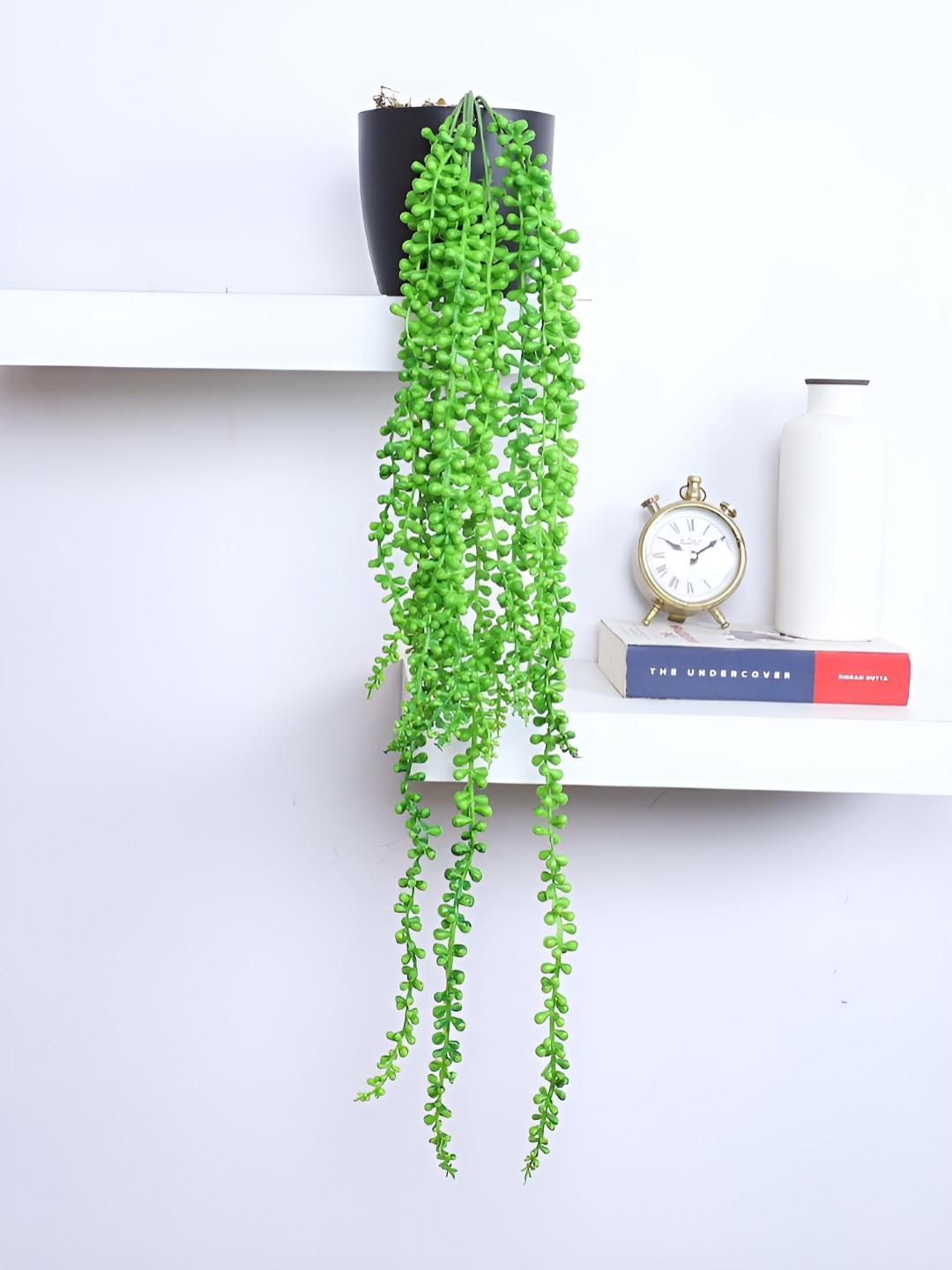 ARICK DECOR Green & Black Hanging Eucalyptus Artificial Plant With Pot