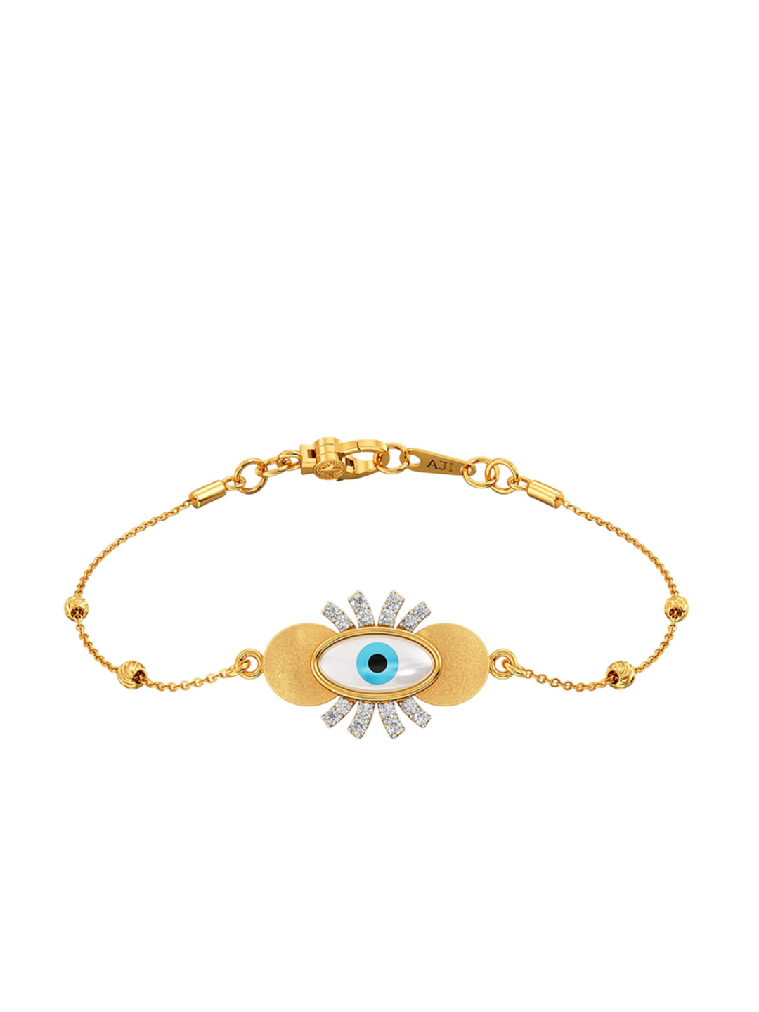Joyalukkas Women 22KT Dangling Mondernistic Evil Eye Gold Bracelet - 4.25 g
