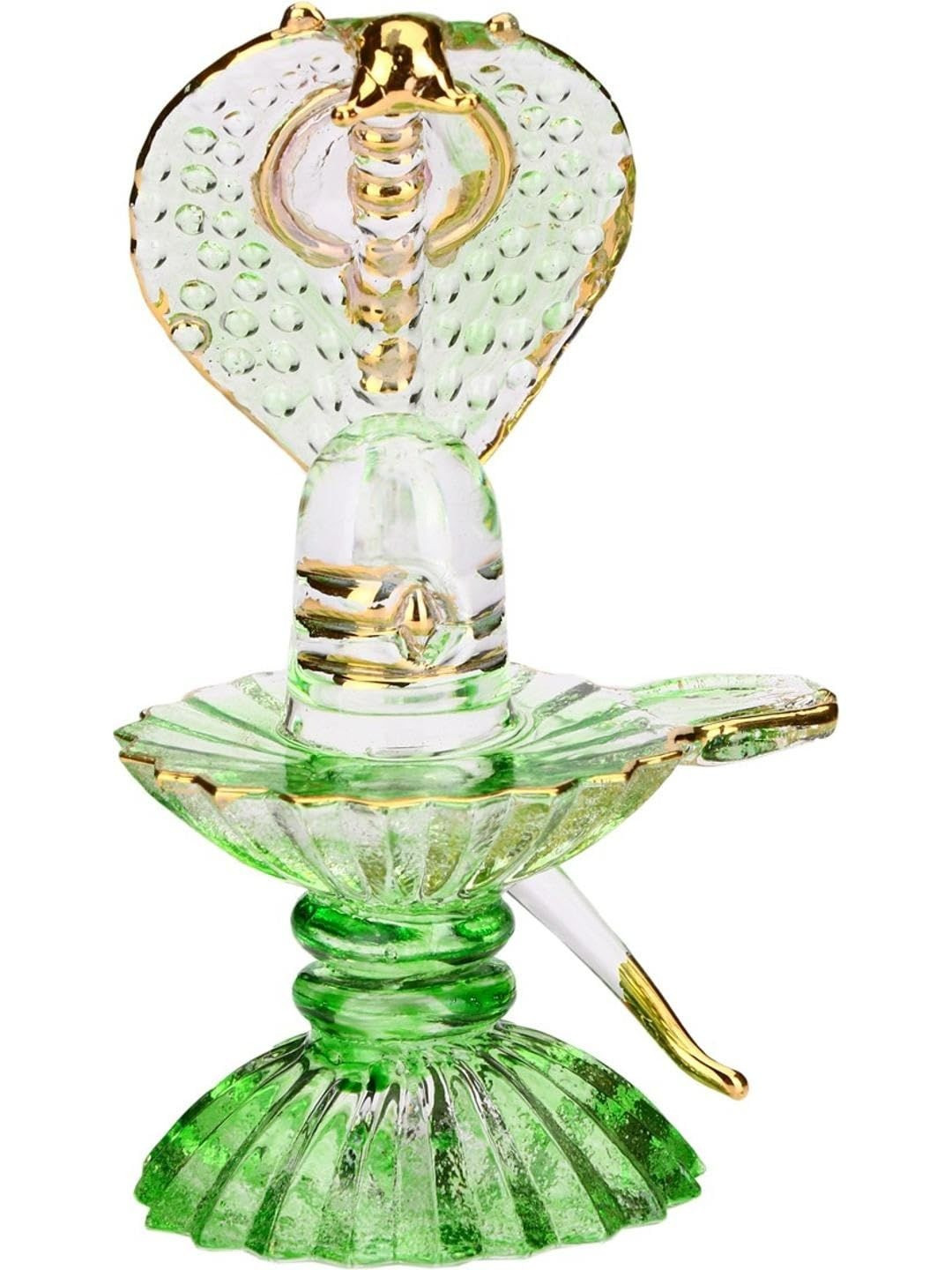 1ST TIME Green & Transparent Religious Glass Bedroom 3D Cutout Idol Showpiece 3.1 inch