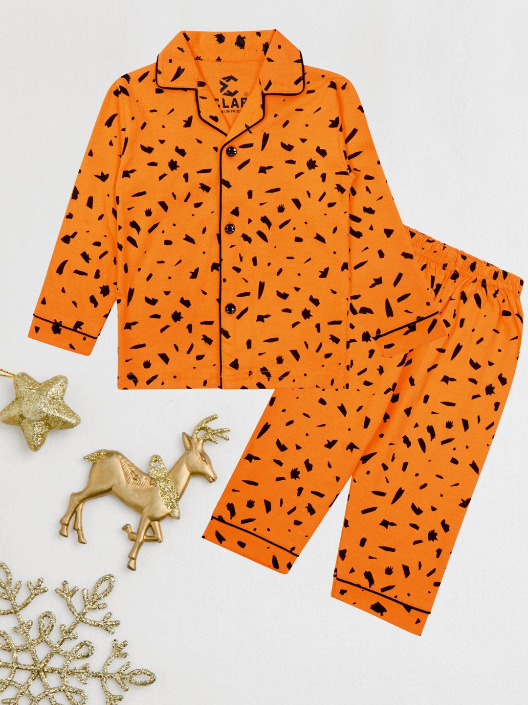 CLAP Kids Printed Shirt Collar Night Suits