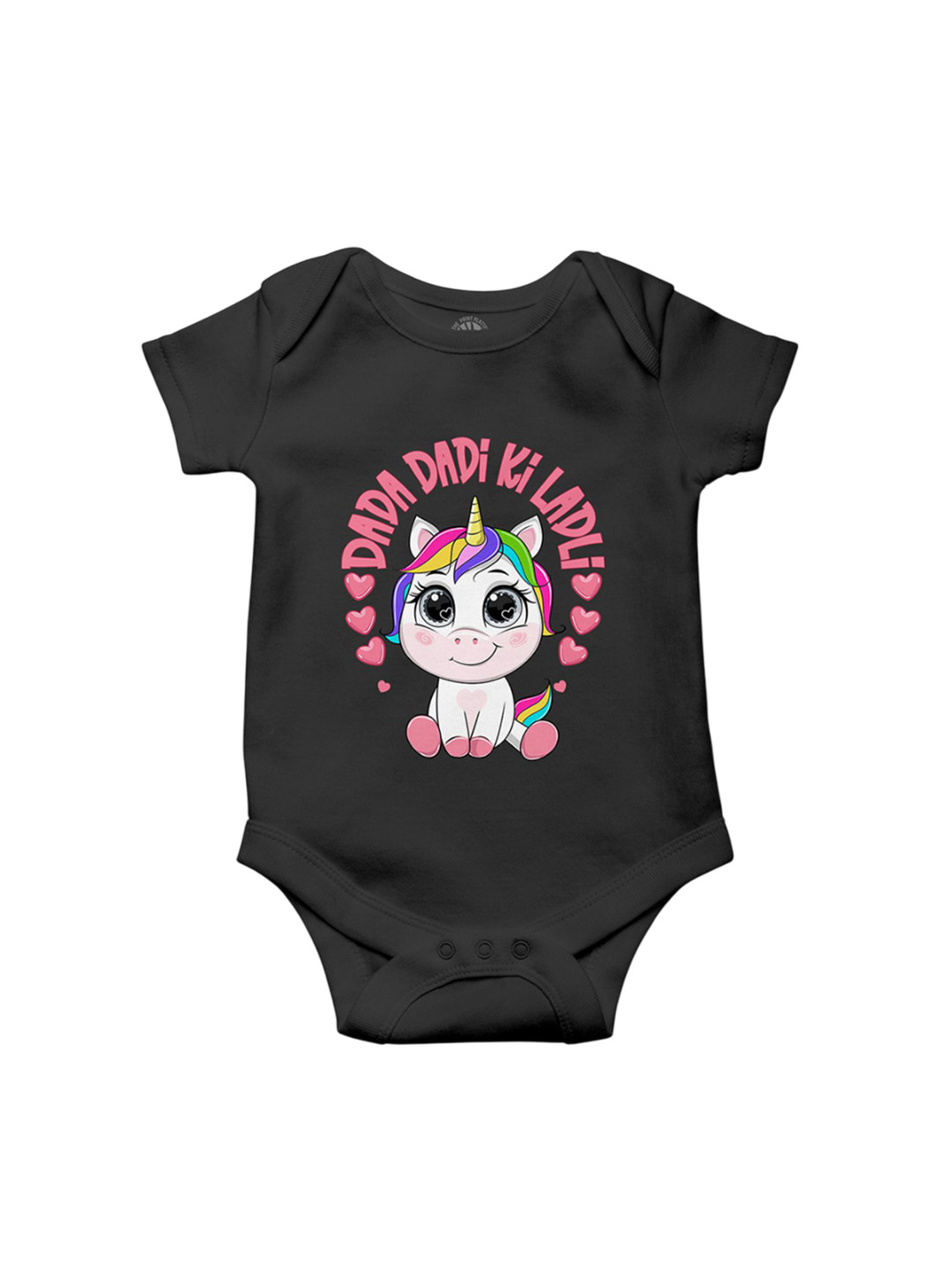 THE PRINT PLATTER Kids Dadu Dadi Ki Ladli Printed Bio Wash Envelope Neck Cotton Bodysuit