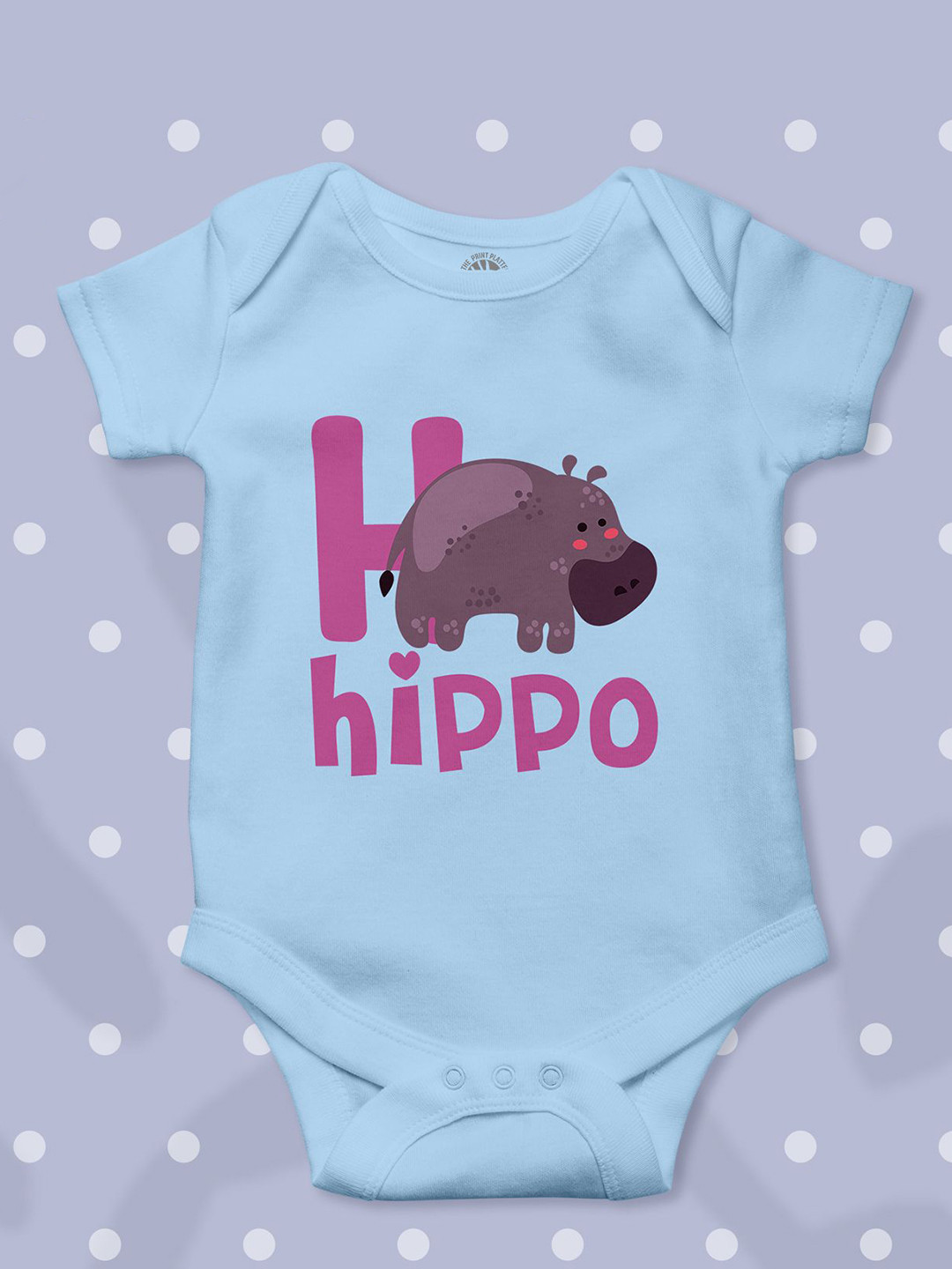 THE PRINT PLATTER Infants Hippo Printed Cotton Bodysuit