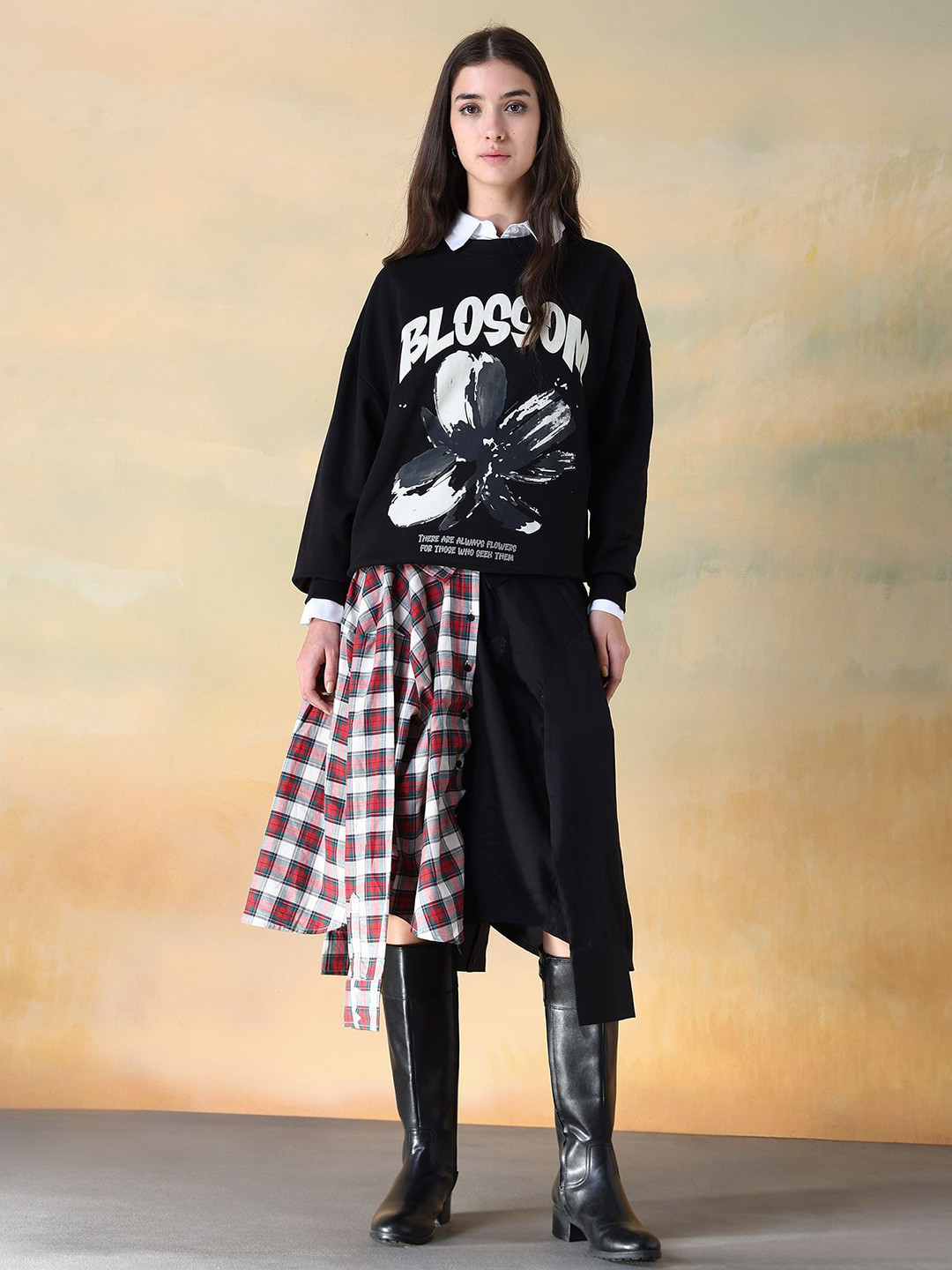 Flying Machine Women Shoulder Fit Graphic Printed Sweatshirt