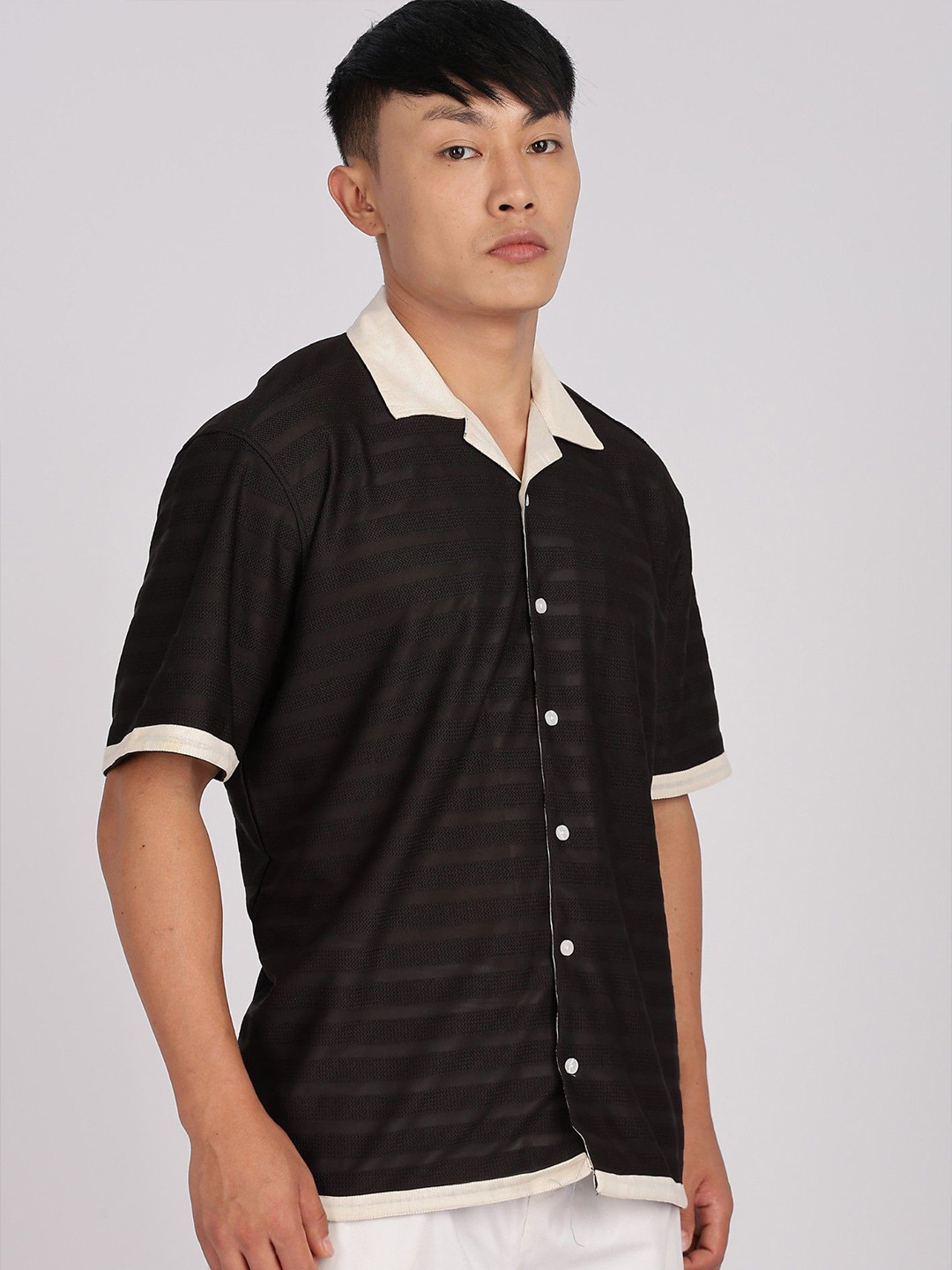 Eszett Cuban Collar Cotton Shirt