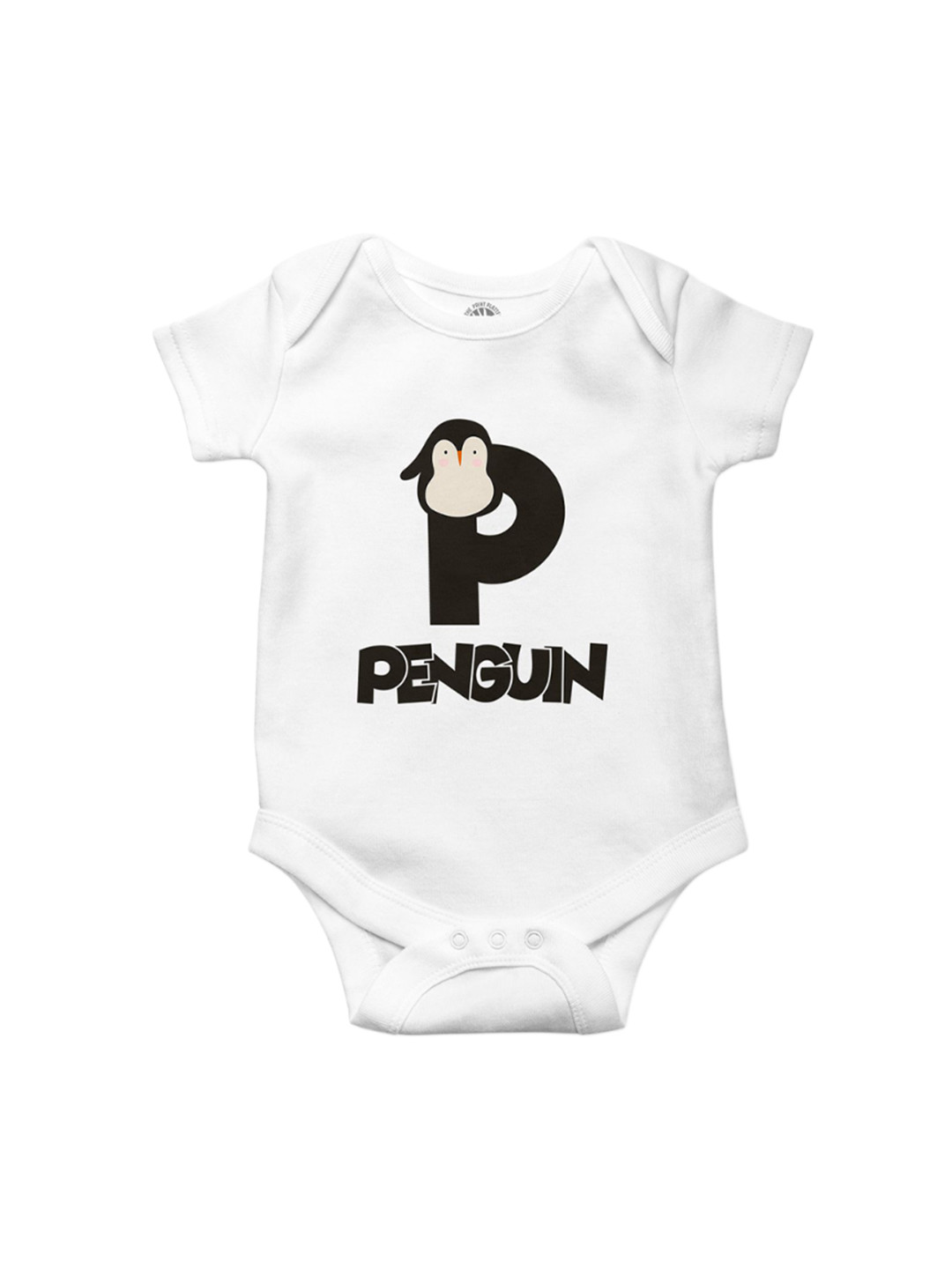 THE PRINT PLATTER Kids Penguin Printed Cotton Bodysuits with Envelope Neck
