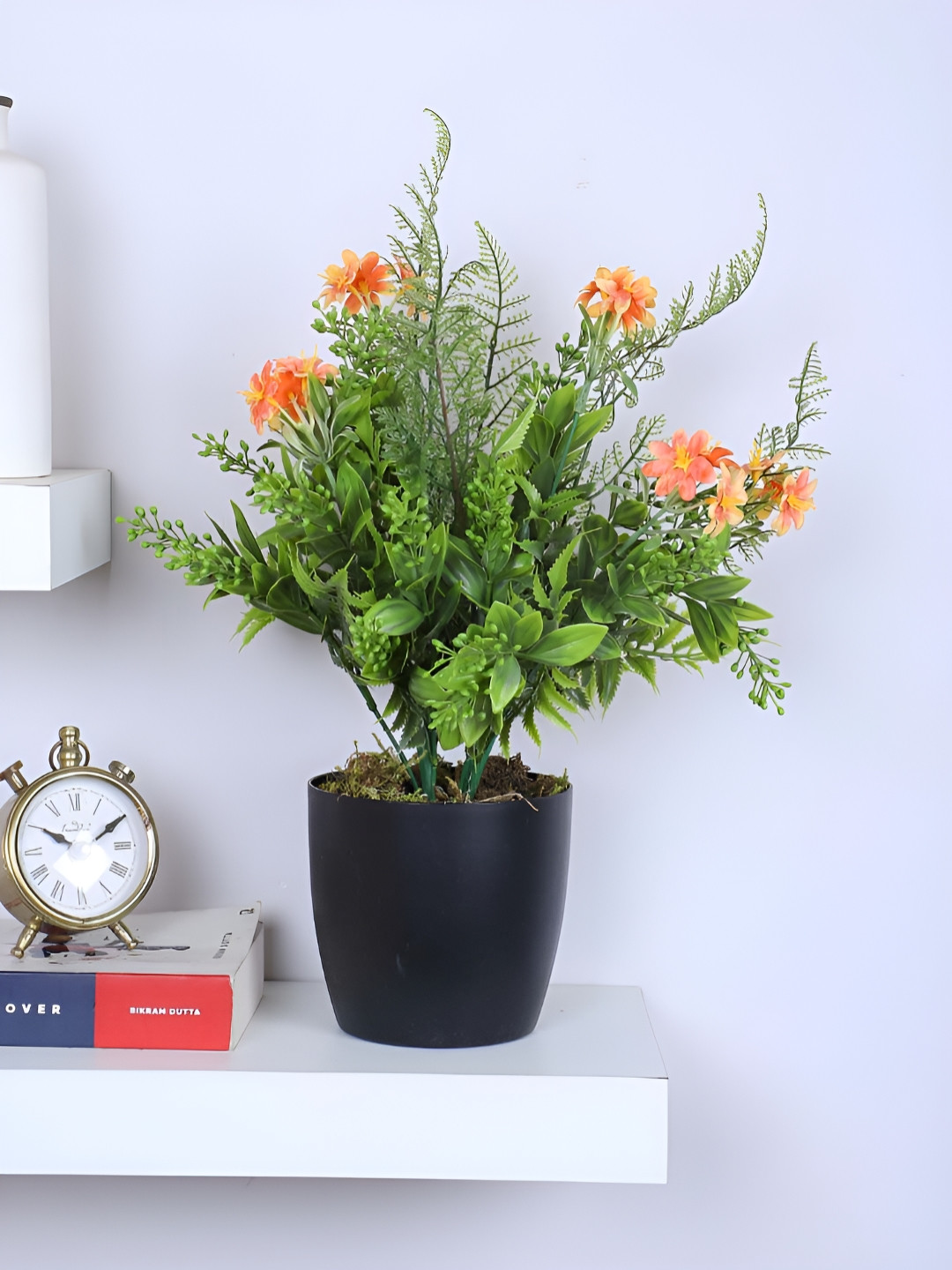 ARICK DECOR Orange & Green Daisy Artificial Plant With Pot