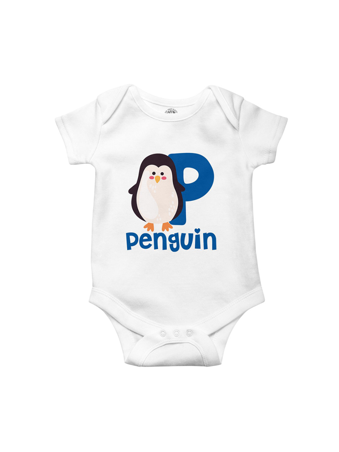 THE PRINT PLATTER Infants Penguin Printed Bio Wash Envelope Neck Cotton Bodysuit