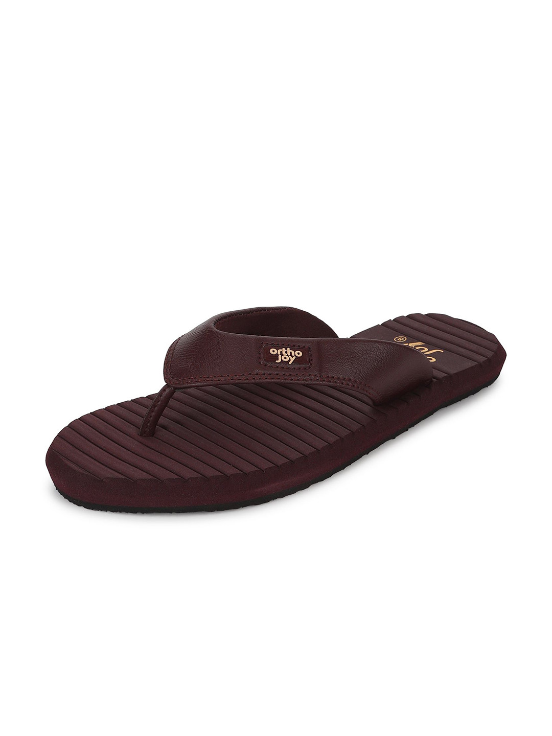 ORTHO JOY Men Dark Brown Rubber Thong Flip-Flops
