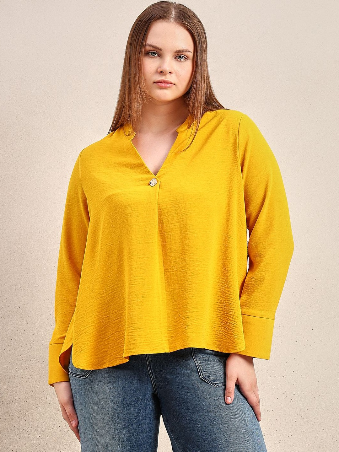 VERO MODA CURVE Mandarin Collar Regular Top