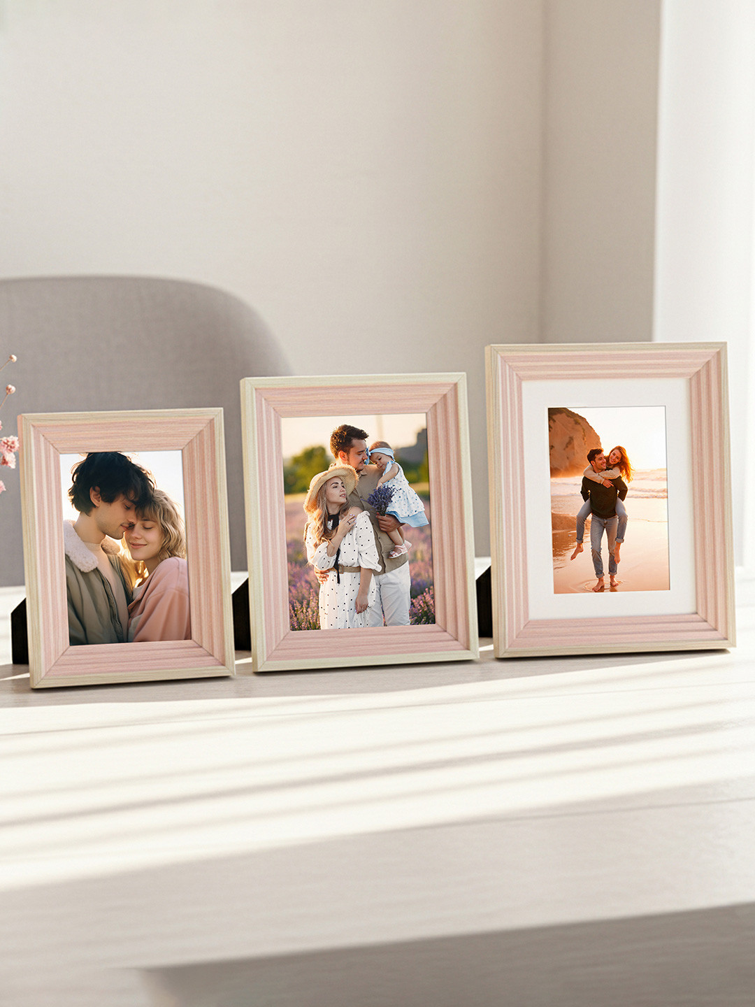 Art Street Pink 3 Pieces Wooden Photo Frames