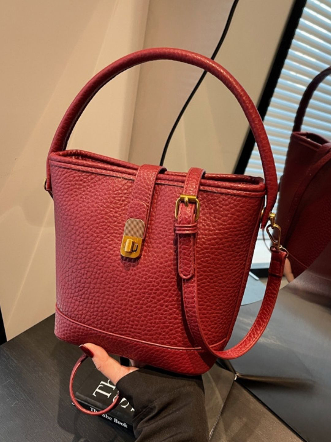 KPOP Textured Bucket Sling Bag