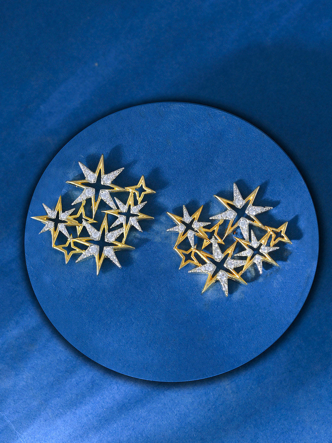 Voylla Quirky Fireworks Starry Symphony Rhodium-Plated AD Studded Studs