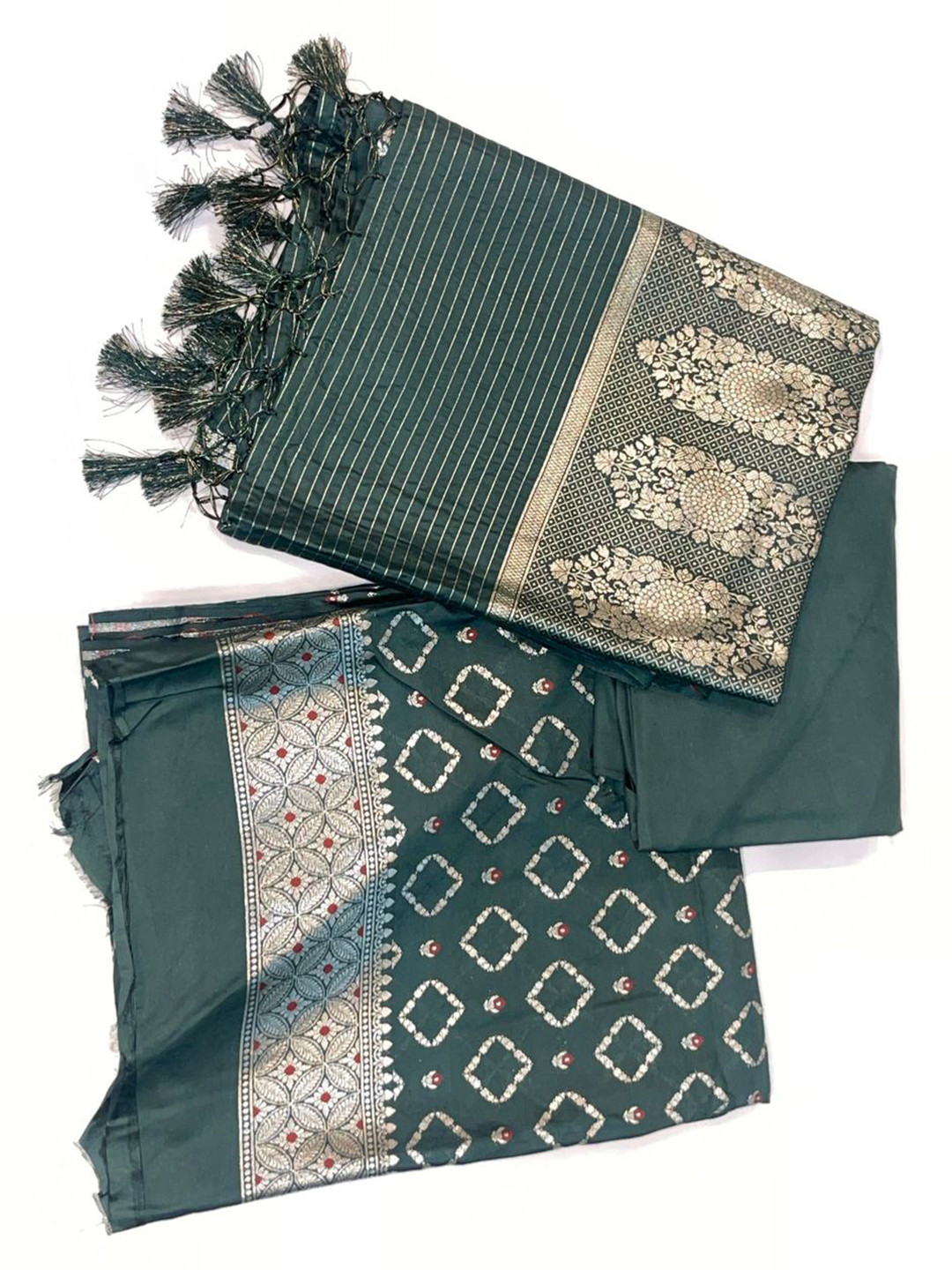 NEE DESIGNSS Geometric Printed Pure Silk Unstitched Dress Material