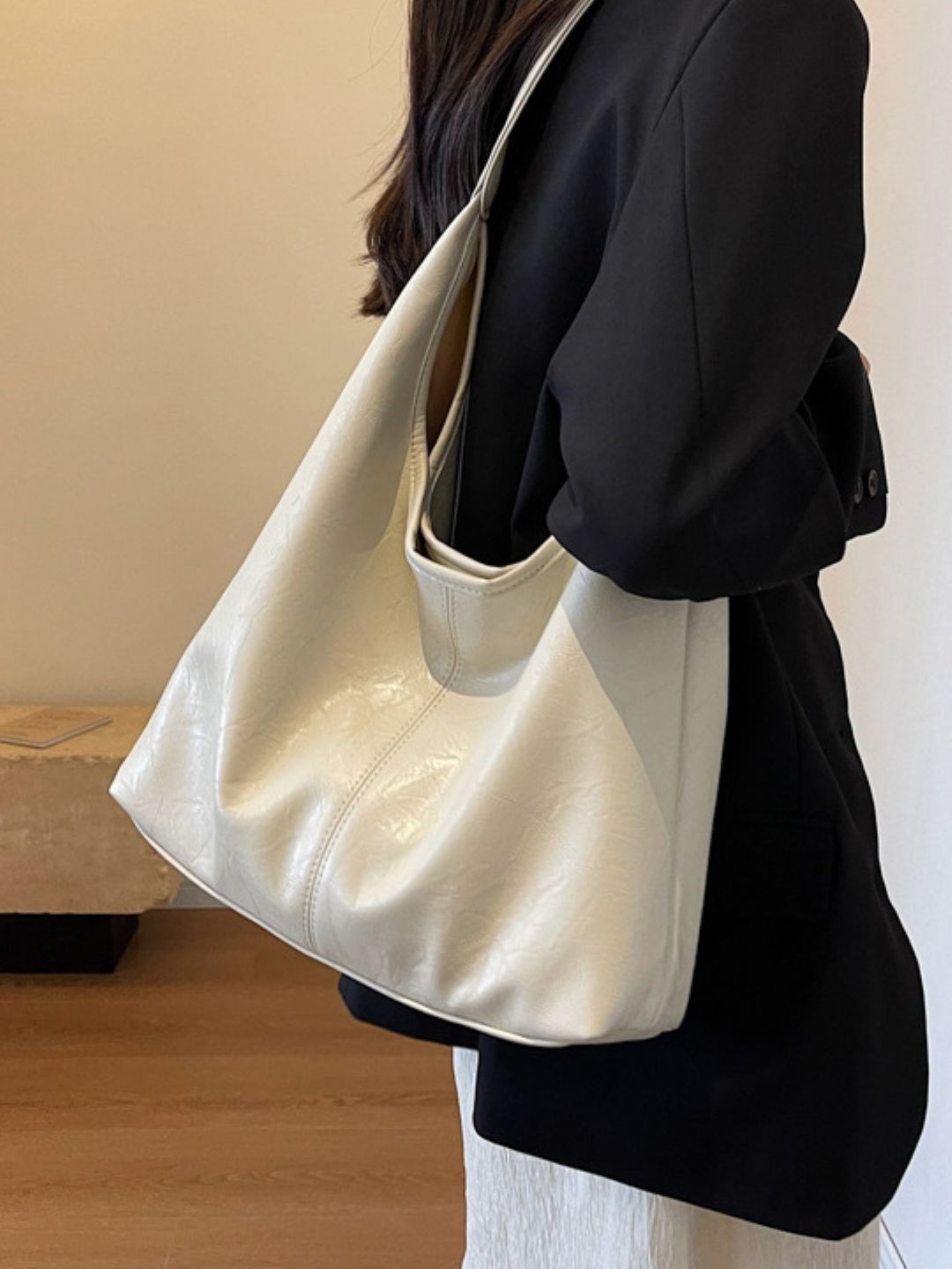 KPOP Women Solid Shopper Casual Shoulder Bag